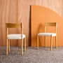 Voir la diapositive 3 : SWEEEK Lot de 2 chaises bohème bois d'hévéa naturel et tissu. L 49.5 x P 53 x H 82cm - ELLA