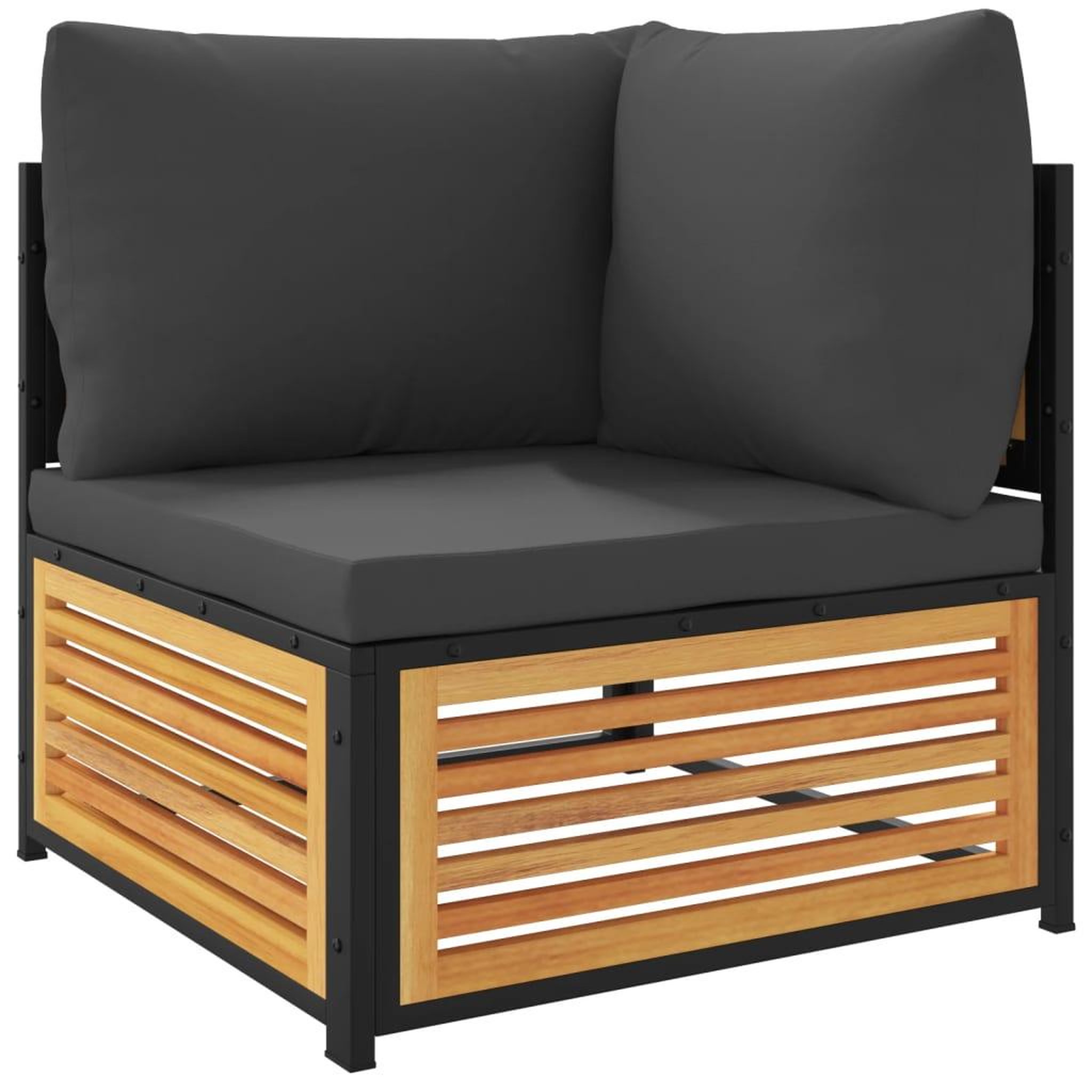 Voir la diapositive 2 : VIDAXL Canape d'angle de jardin avec coussins bois massif d'acacia