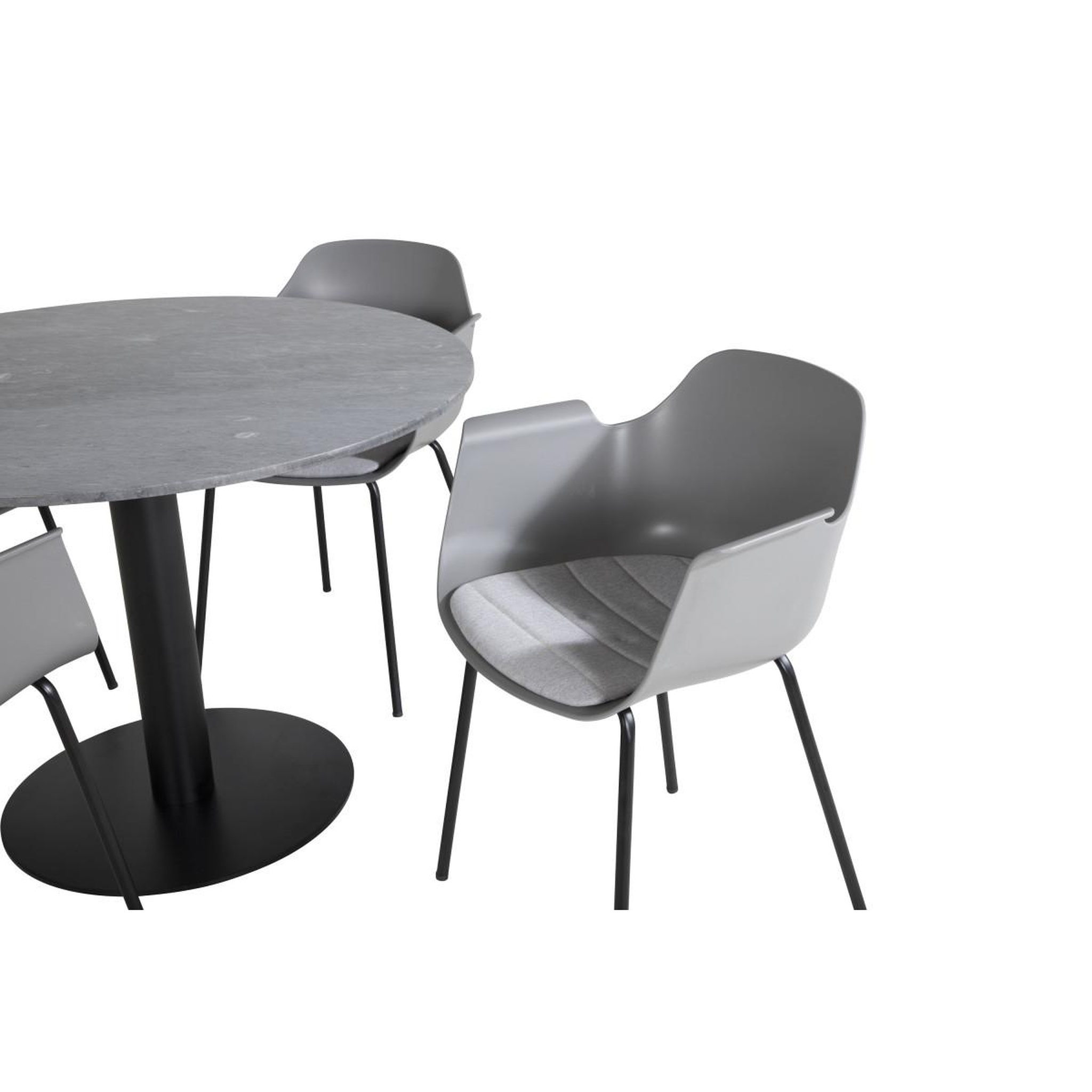 Voir la diapositive 2 : Paris Prix Ensemble Table à Manger & 4 Chaises  Estelle I & Comfort  106cm Gris Foncé & Gris
