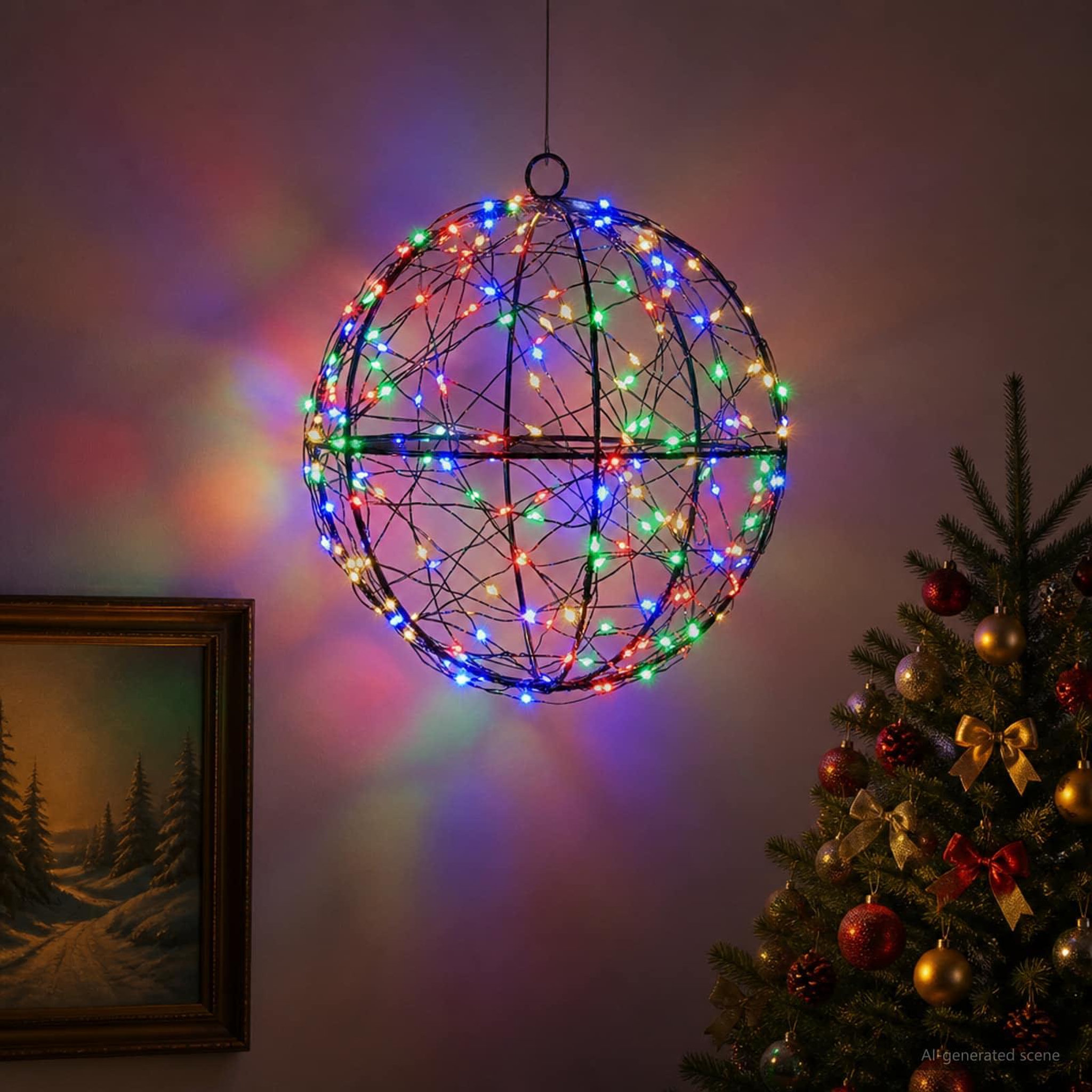 Voir la diapositive 4 : VIDAXL Lumiere de finial de Noël 200 LED Multicolore Ø 20 x 22 cm