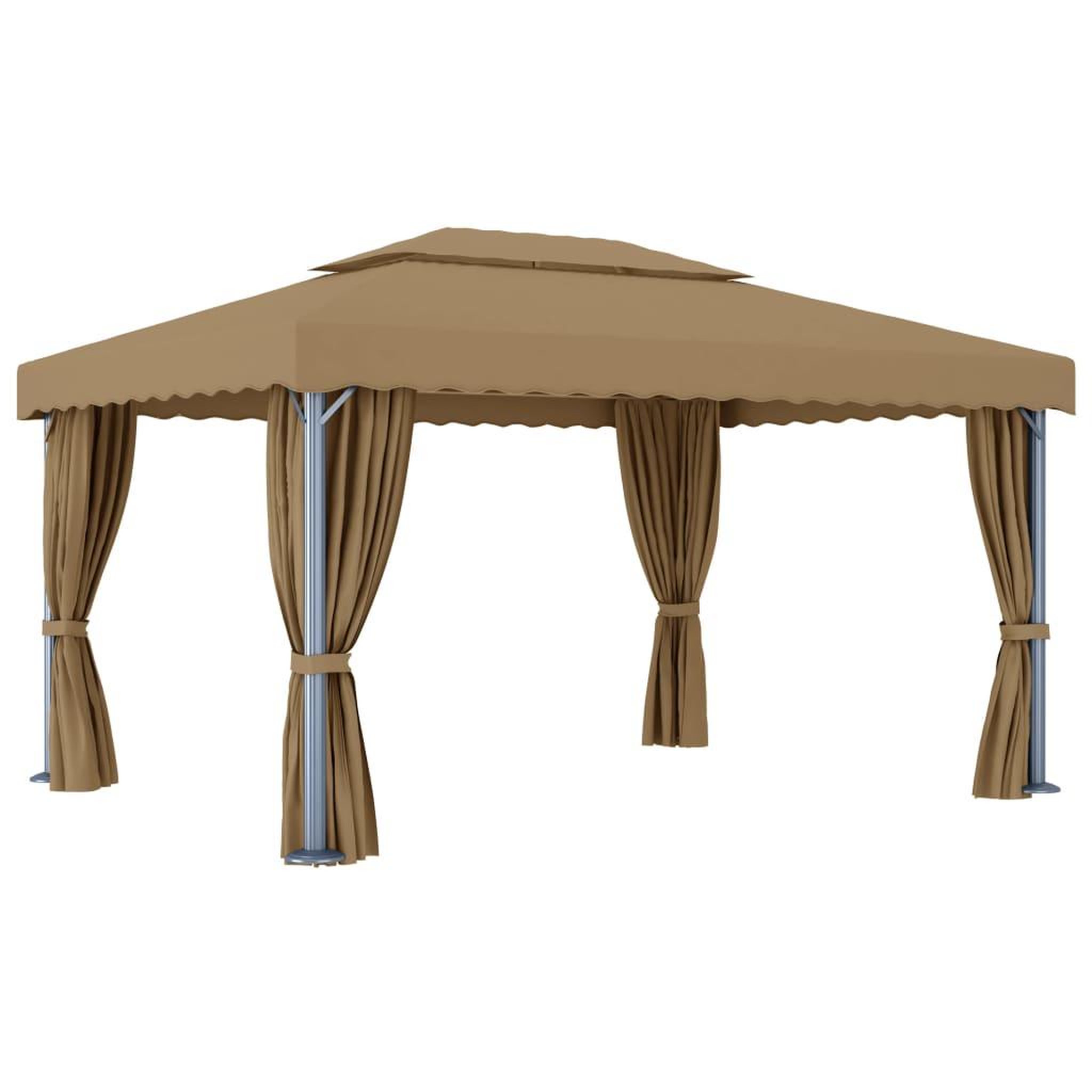 Voir la diapositive 4 : VIDAXL Tonnelle avec rideau 4x3 m Taupe Aluminium