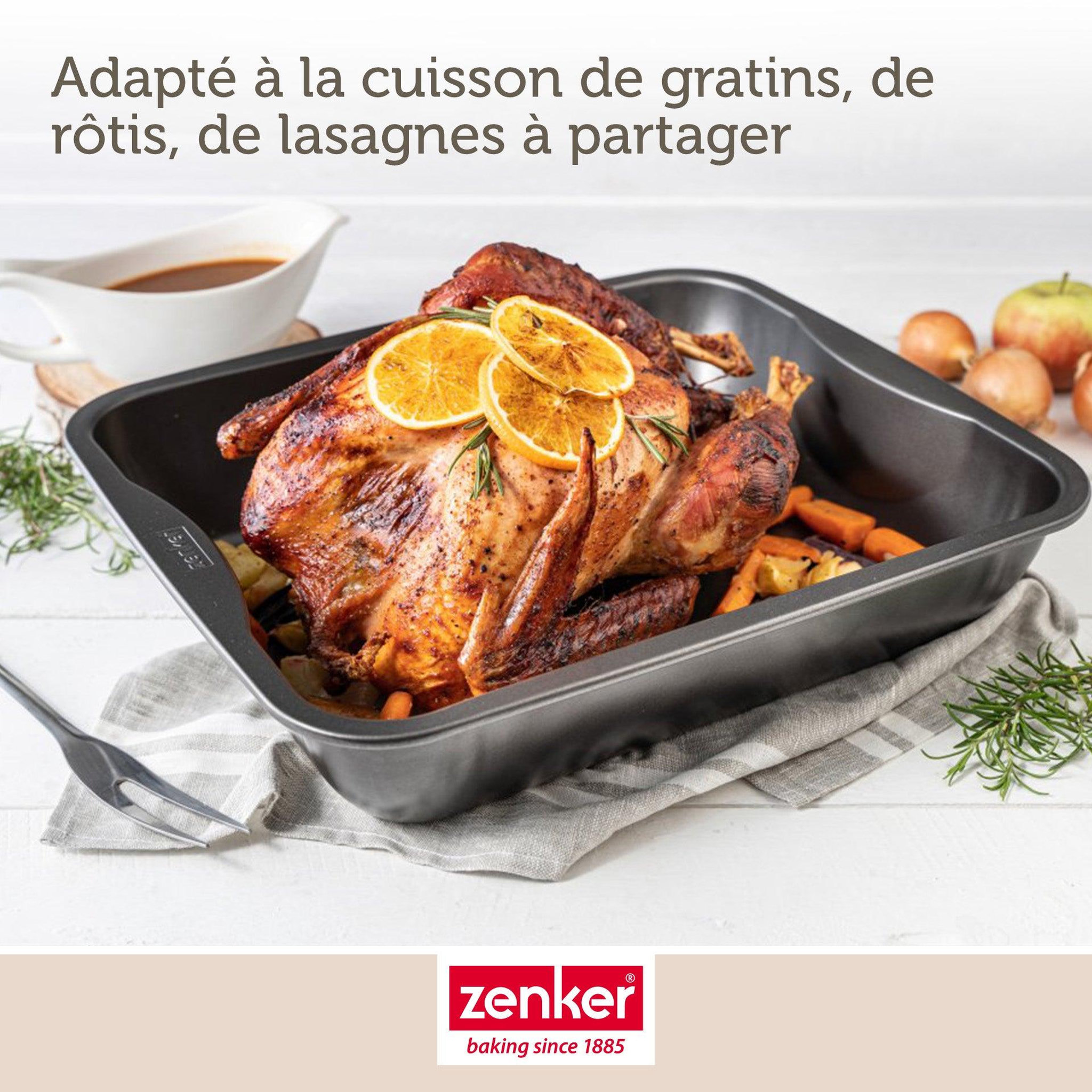 Voir la diapositive 5 : ZENKER Plat à four xxl rectangle en acier émaillé 40 x 34 cm zenker spécial cooking