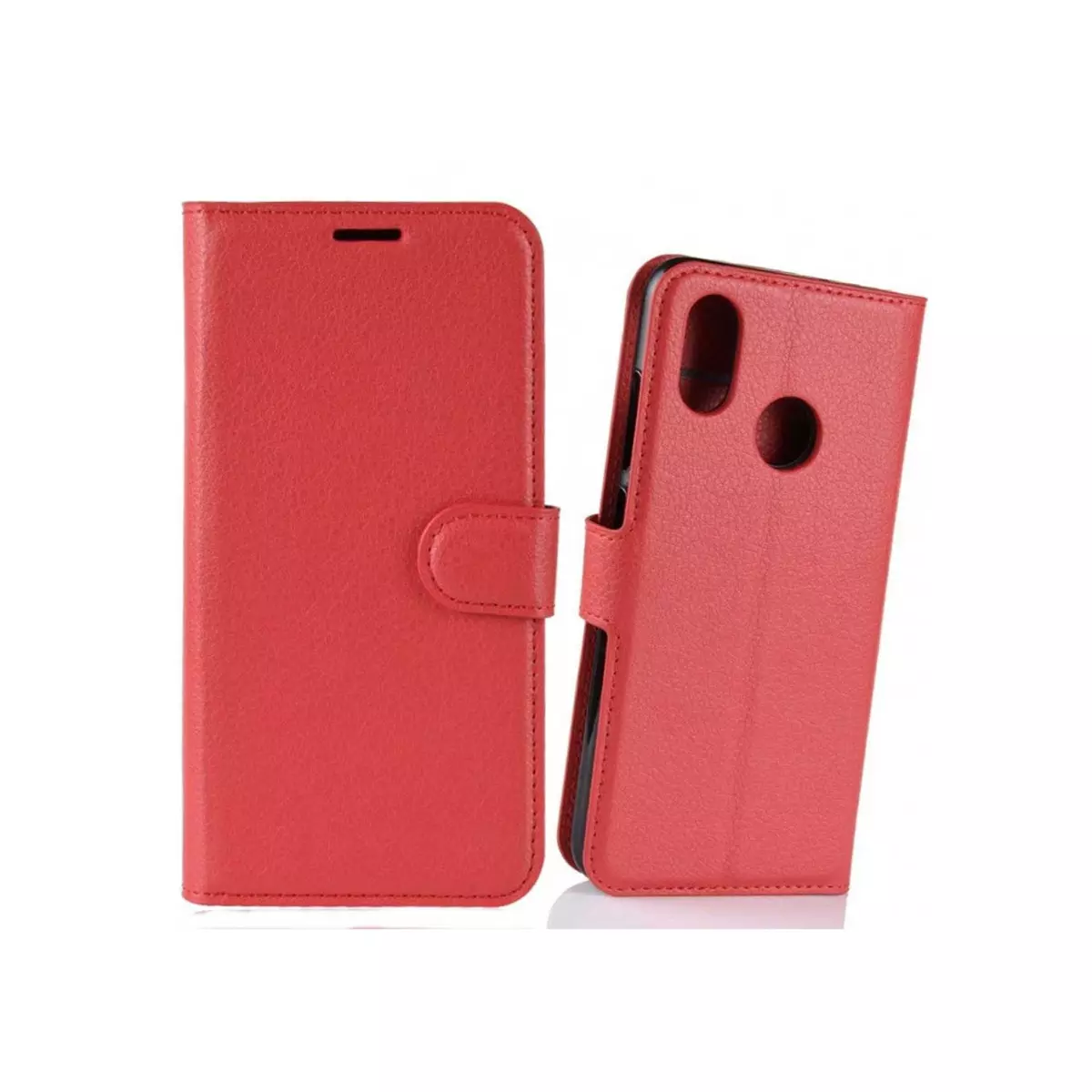 amahousse Housse rouge Xiaomi Mi 8 folio grainé fermeture par languette aimantée