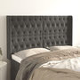 Voir la diapositive 1 : VIDAXL Tete de lit avec oreilles Gris fonce 147x16x118/128 cm Velours
