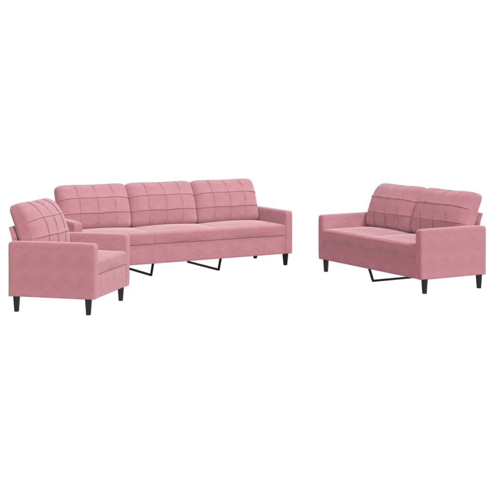 Voir la diapositive 2 : VIDAXL Ensemble de canapes 3 pcs avec coussins Rose Velours