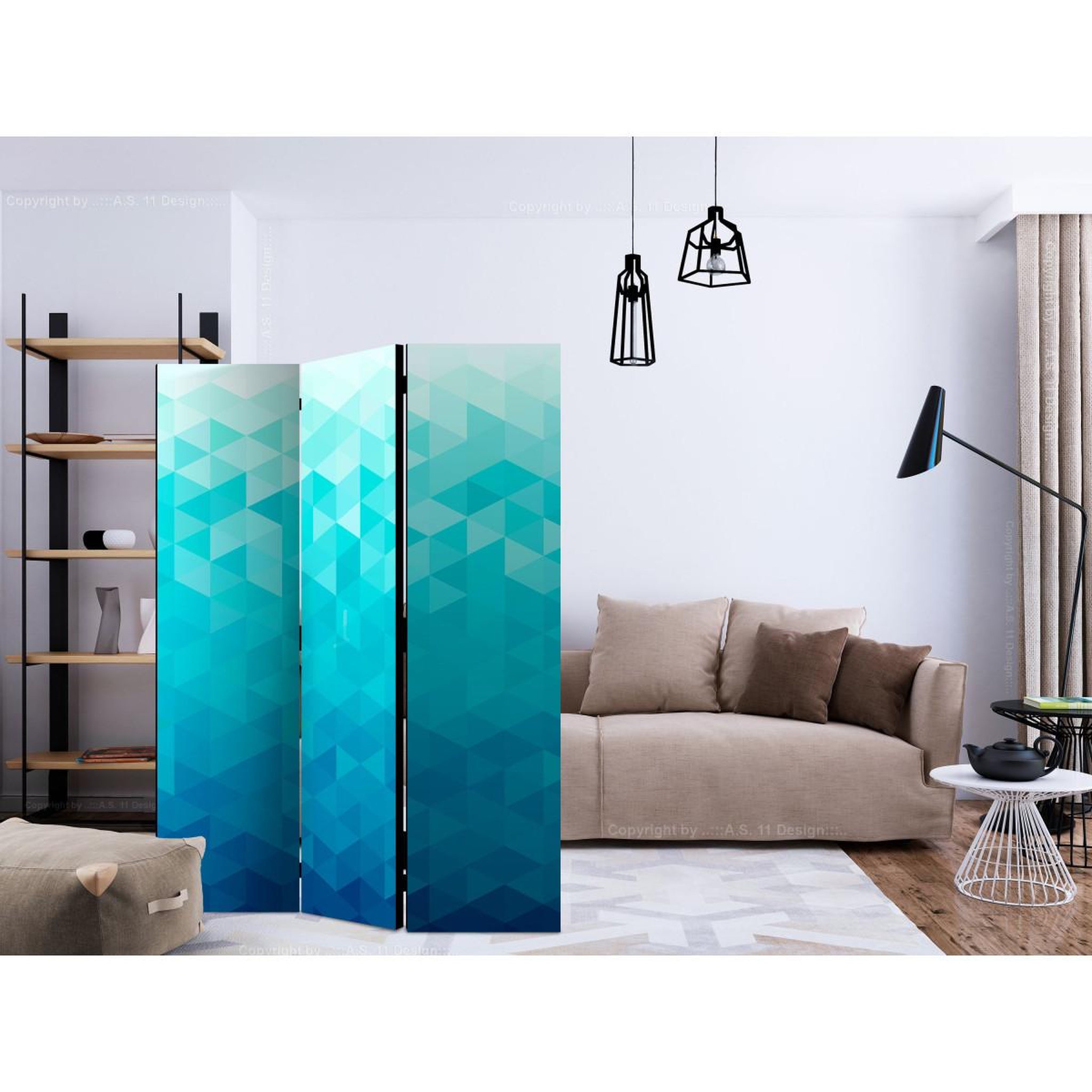 Voir la diapositive 2 : Paris Prix Paravent 3 volets  azure pixel  135x172cm