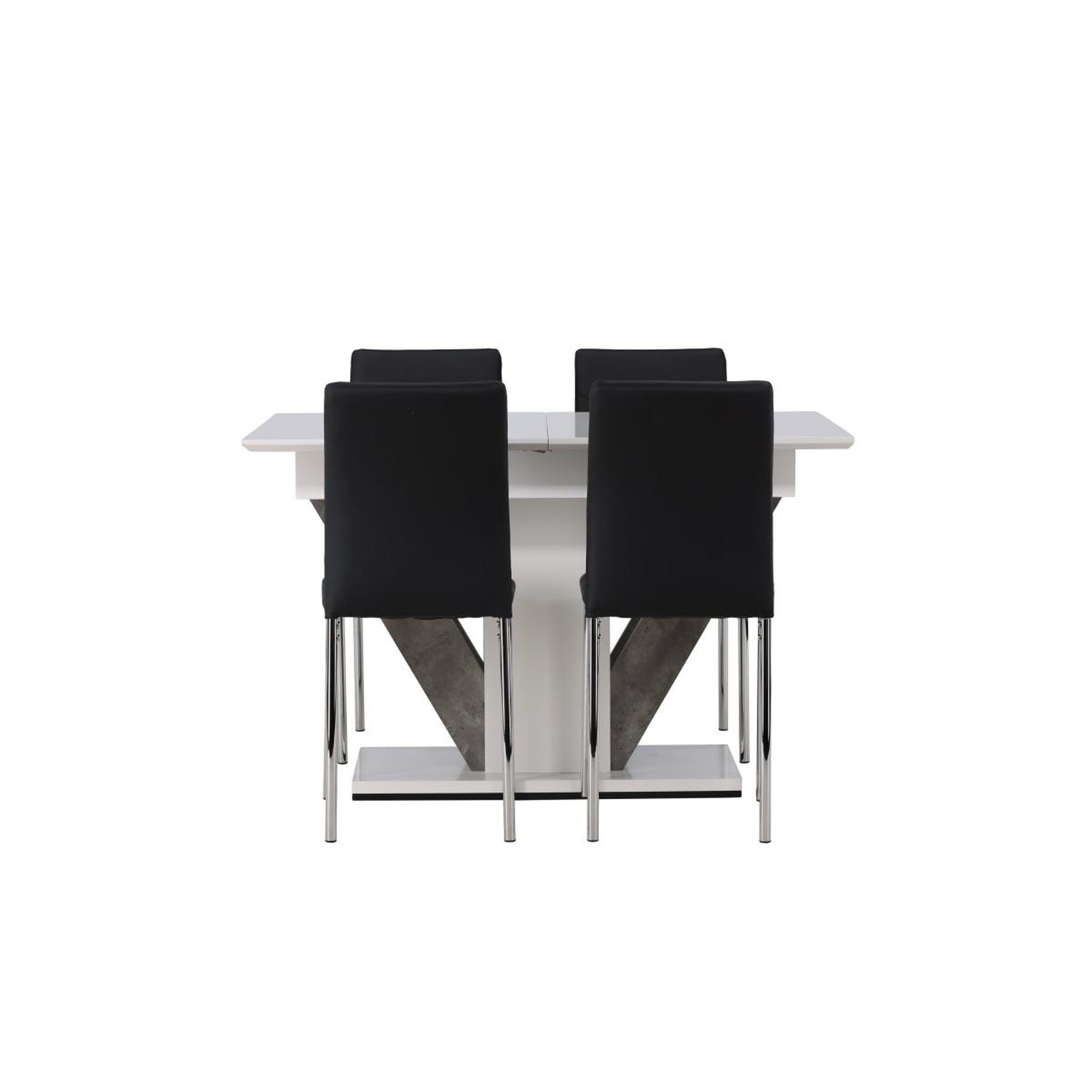 Voir la diapositive 2 : Paris Prix Ensemble table à manger extensible & 4 chaises  disa & lily  120-160cm blanc & noir