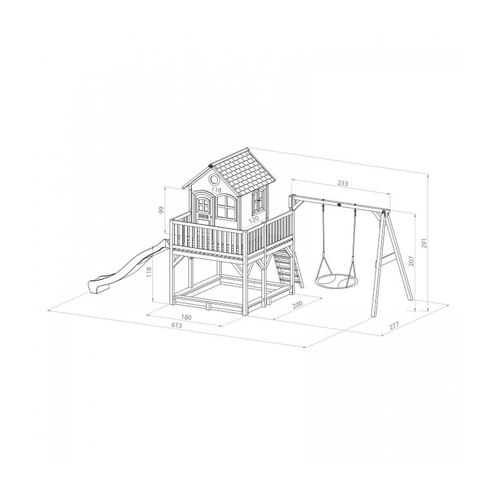 Voir la diapositive 2 : Axi House AXI Maisonnette Liam avec balancoire Nid rond Summer Brun Vert avec Toboggan Vert