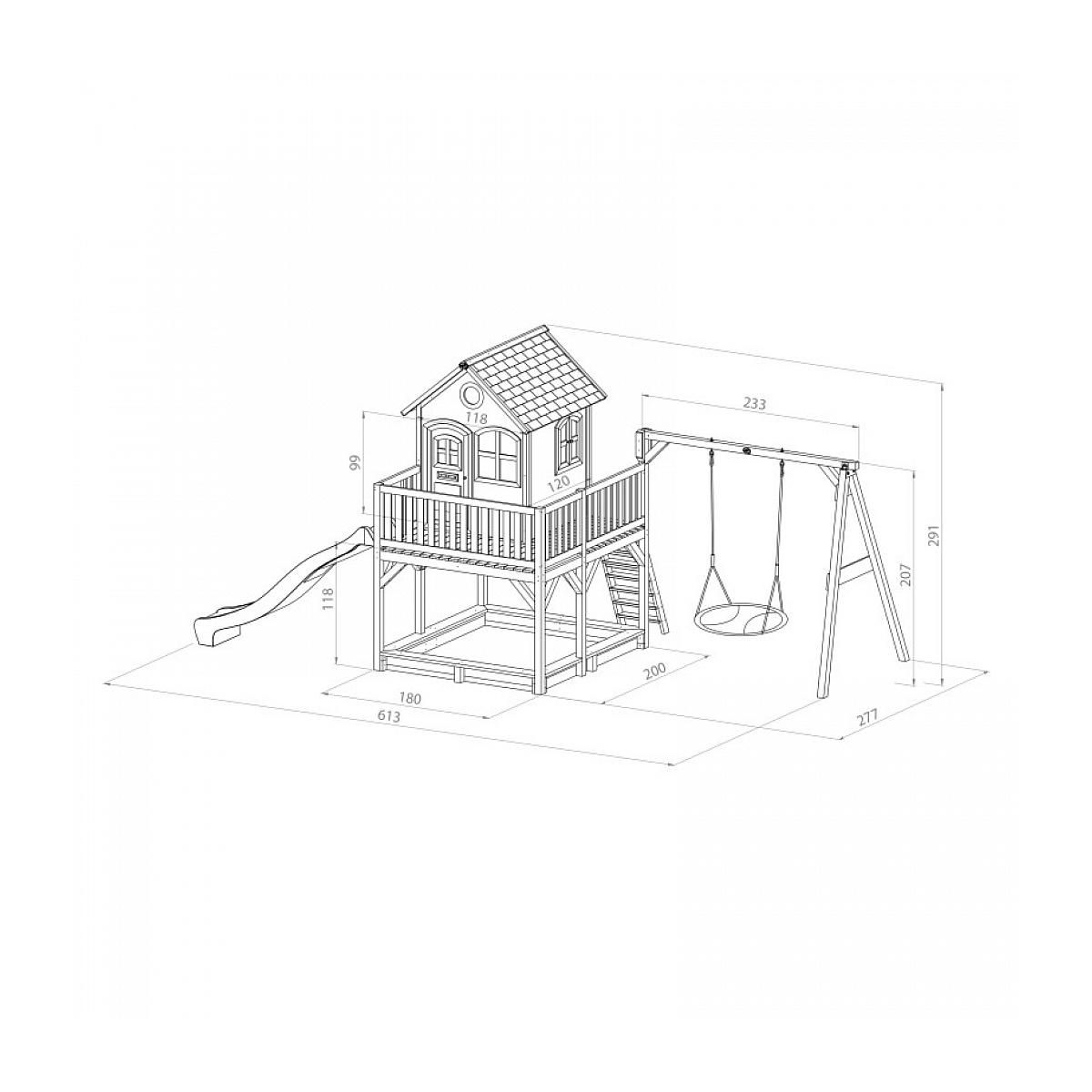 Axi House AXI Maisonnette Liam avec balancoire Nid rond Summer Brun Vert avec Toboggan Vert