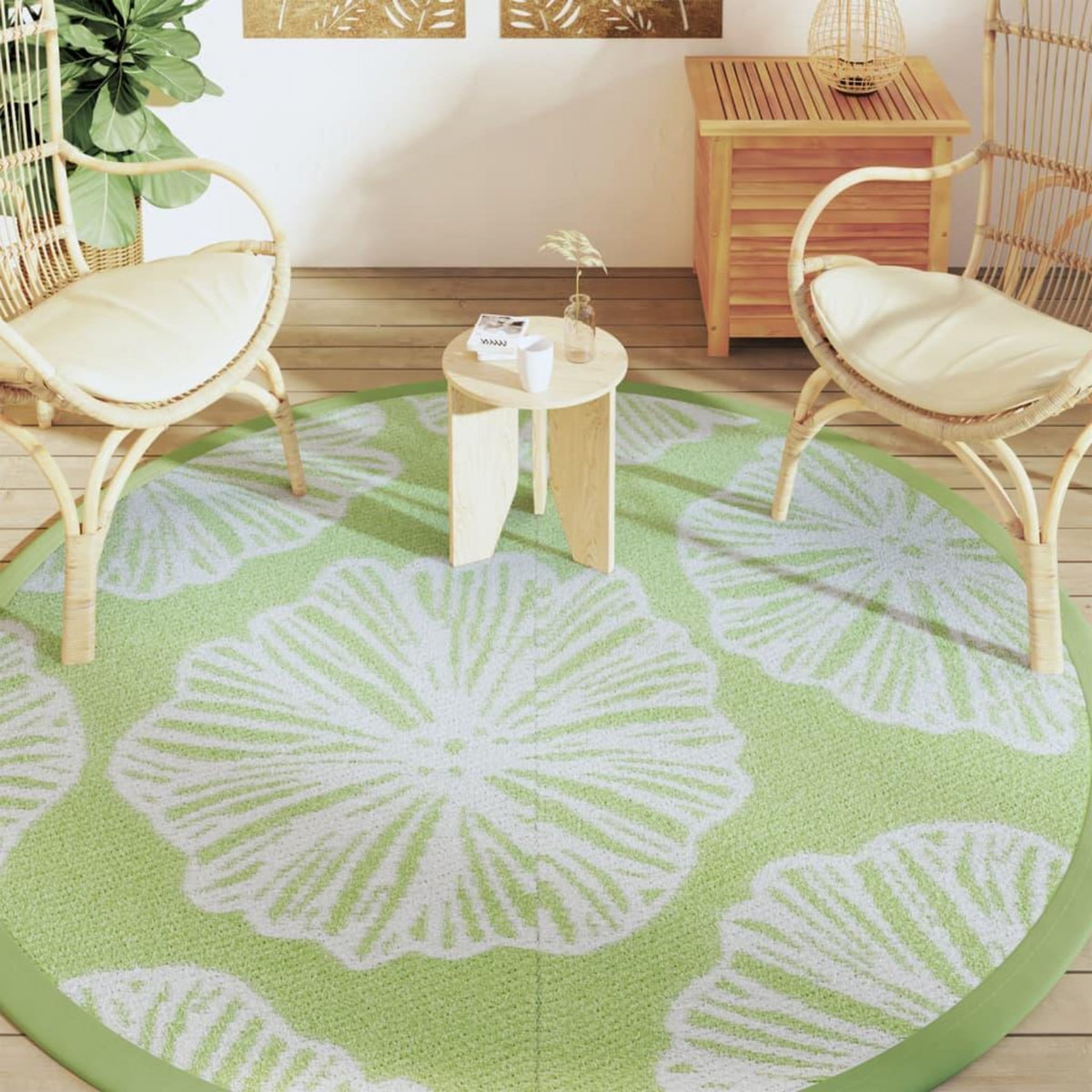 VIDAXL Tapis d'exterieur ARAKIL vert Ø200 cm PP