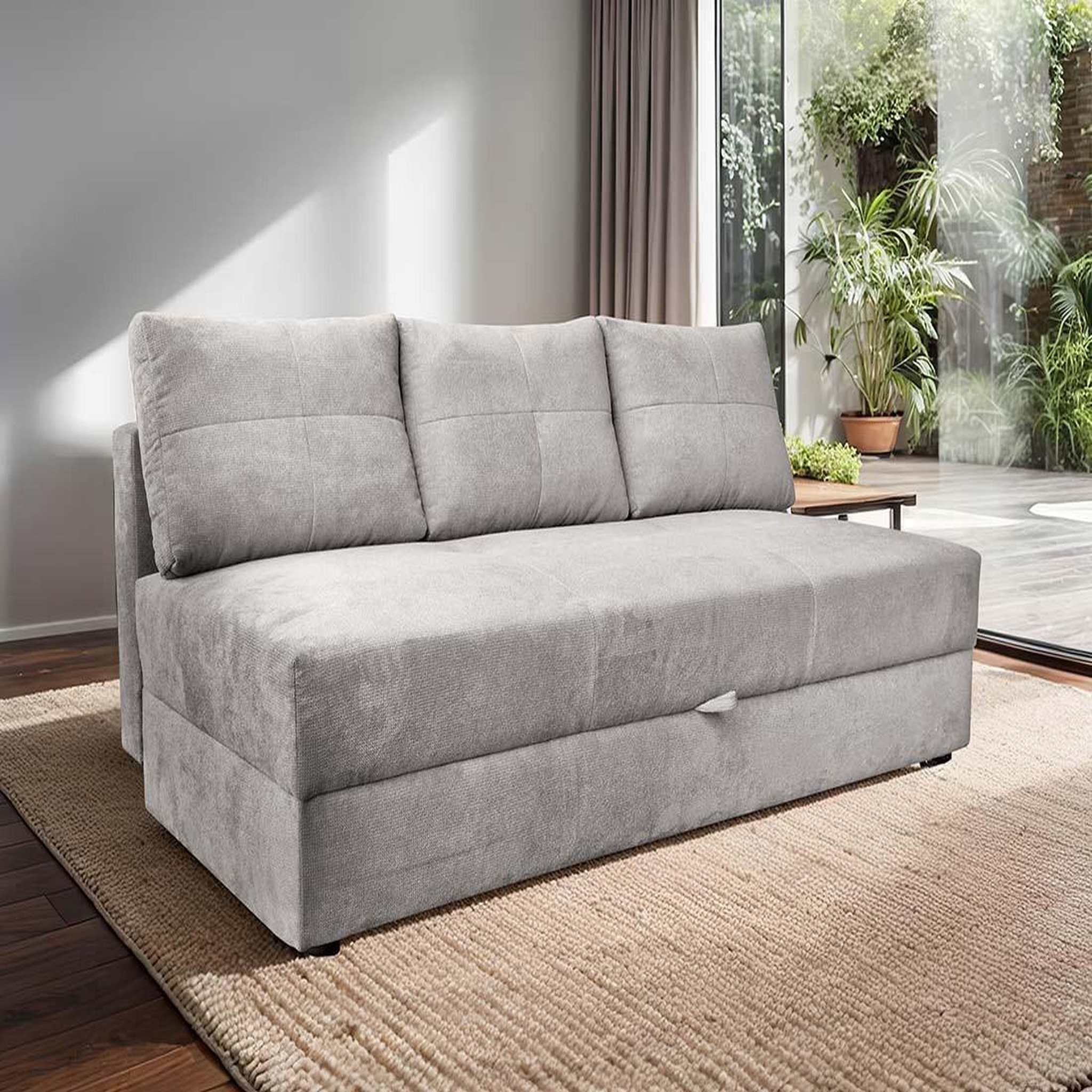 Voir la diapositive 1 : BEST MOBILIER Lucina - canapé droit 3 places - convertible avec coffre - en velours