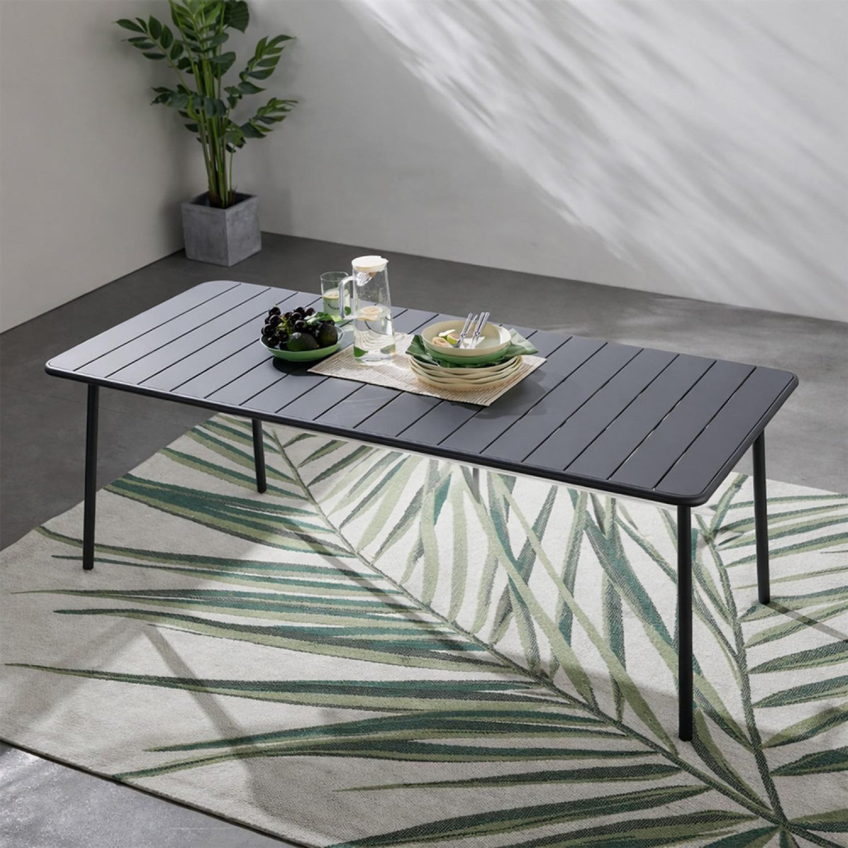 CONCEPT USINE Table de jardin 6 places 160cm gris foncé BERGAME