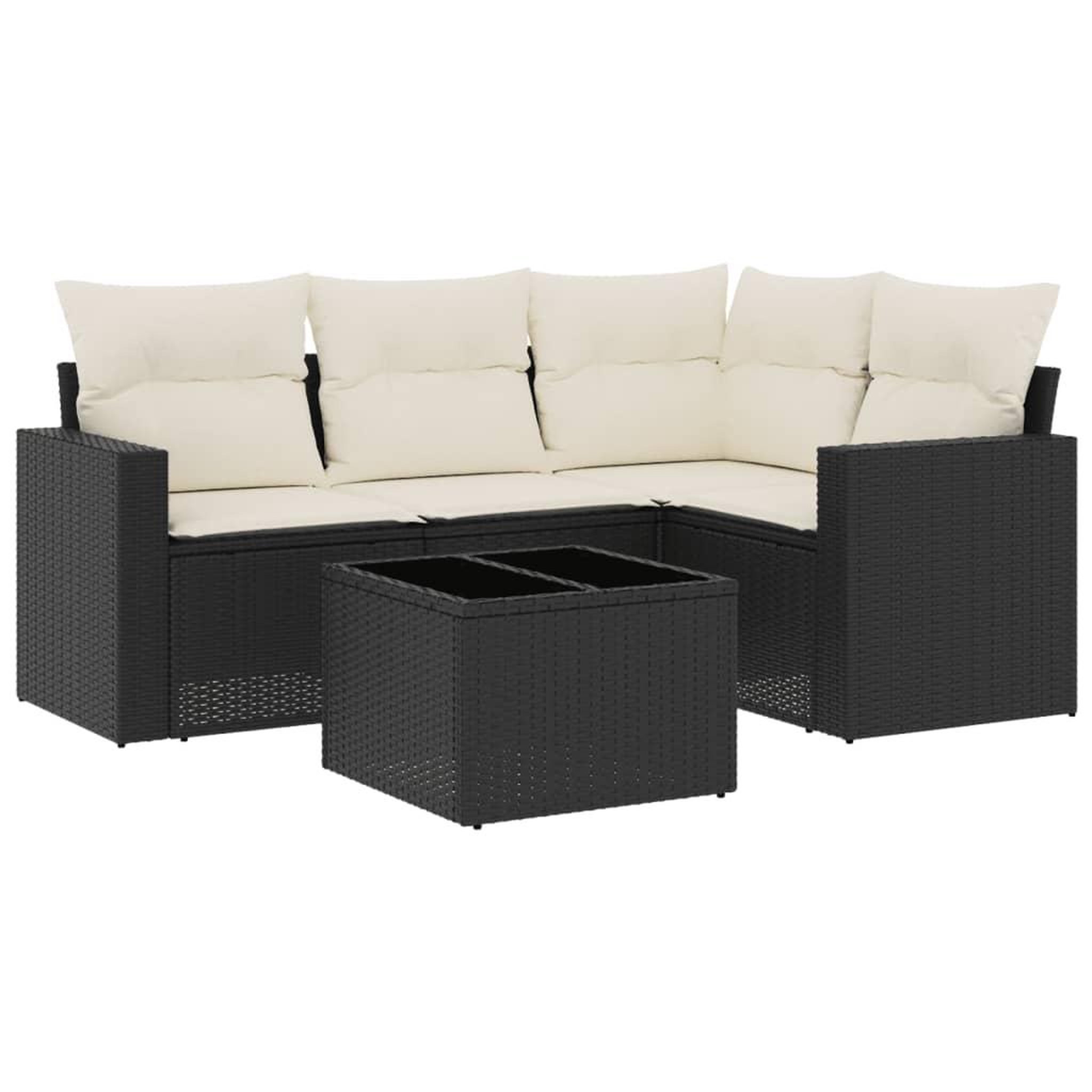 Voir la diapositive 2 : VIDAXL Salon de jardin 5 pcs avec coussins noir resine tressee