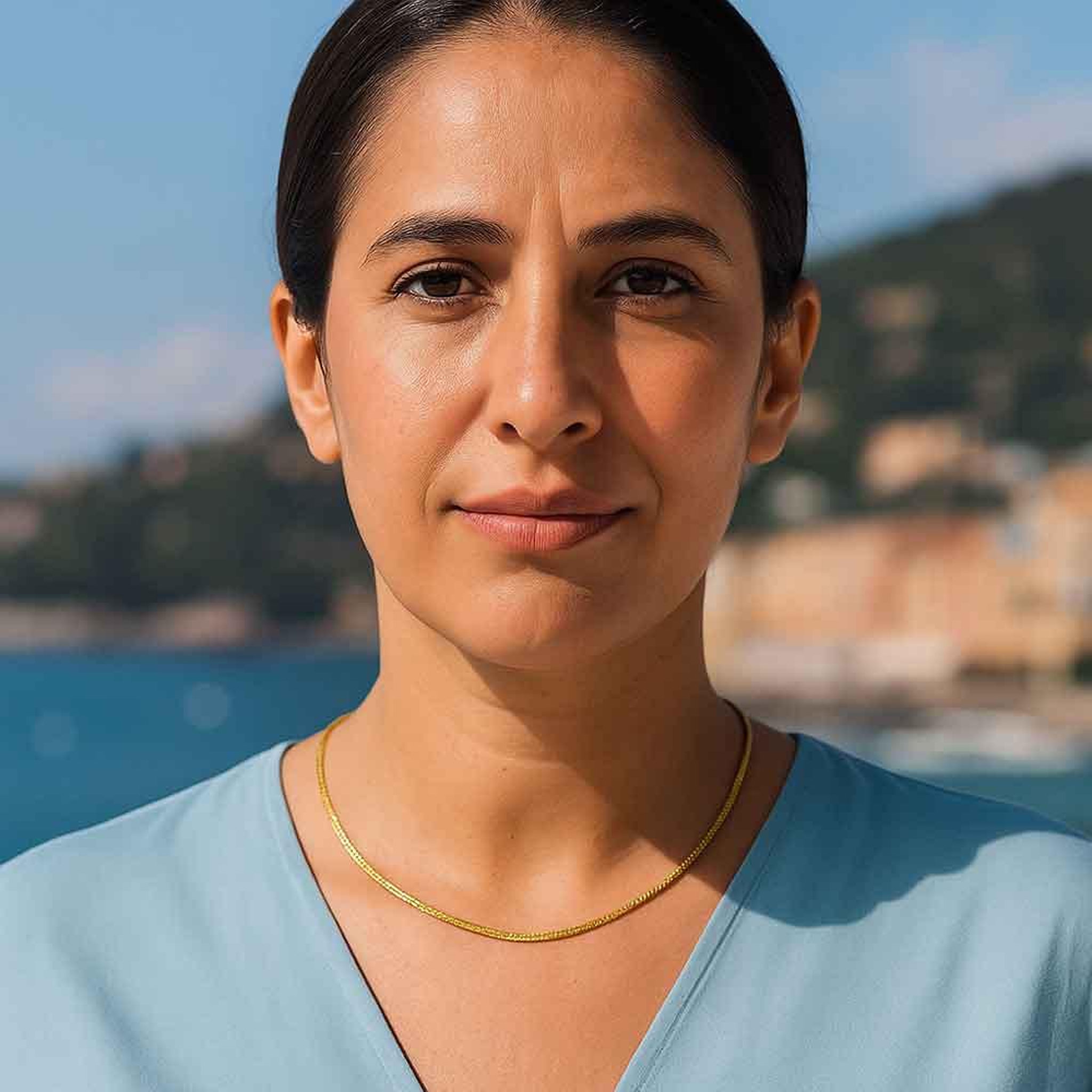 Voir la diapositive 2 : L'ATELIER D'AZUR Collier Femme Maille Haricot - Or Jaune