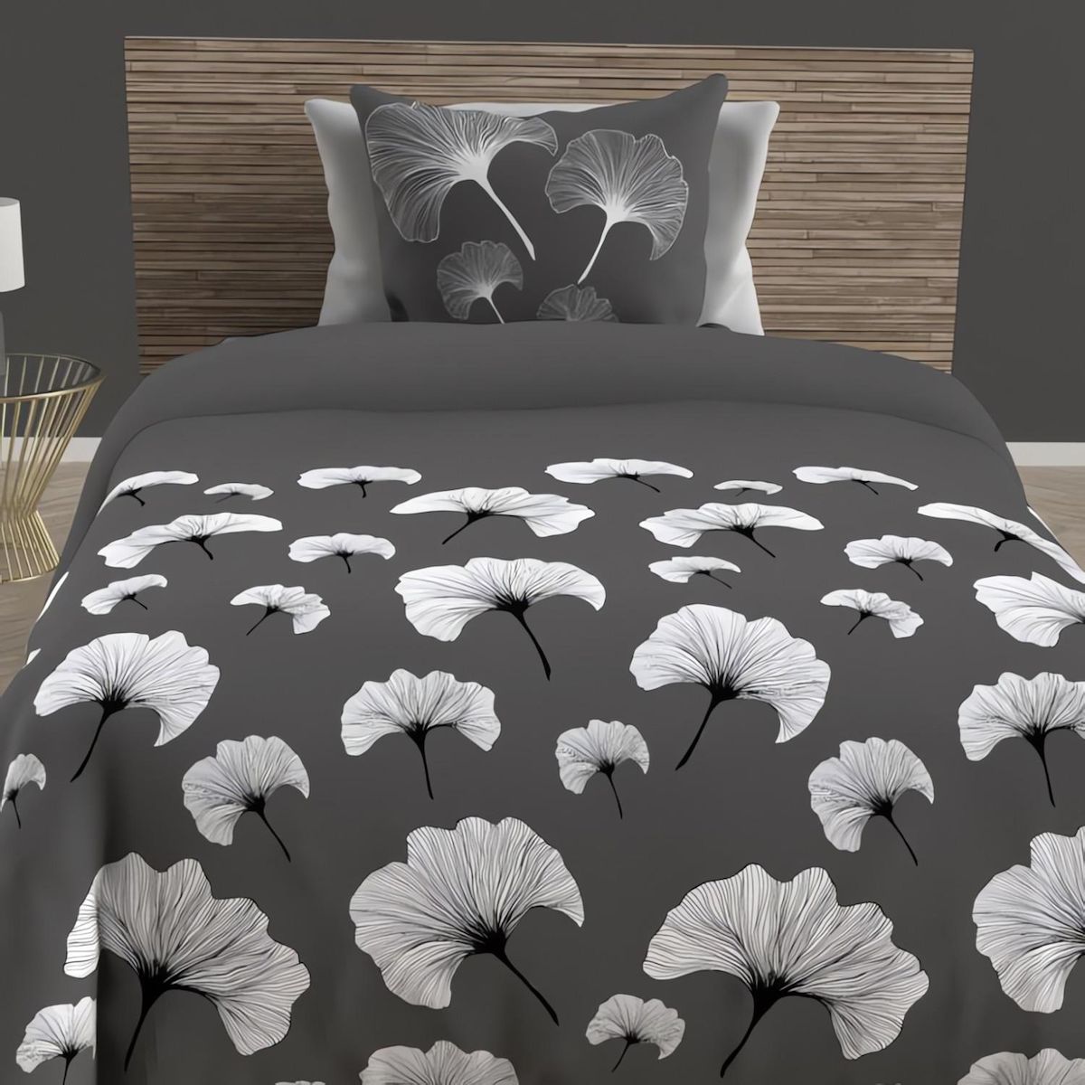 SOLEIL D'OCRE Parure housse de couette en coton 57 fils/cm2 140x200 cm GINKGO, par Soleil d'Ocre