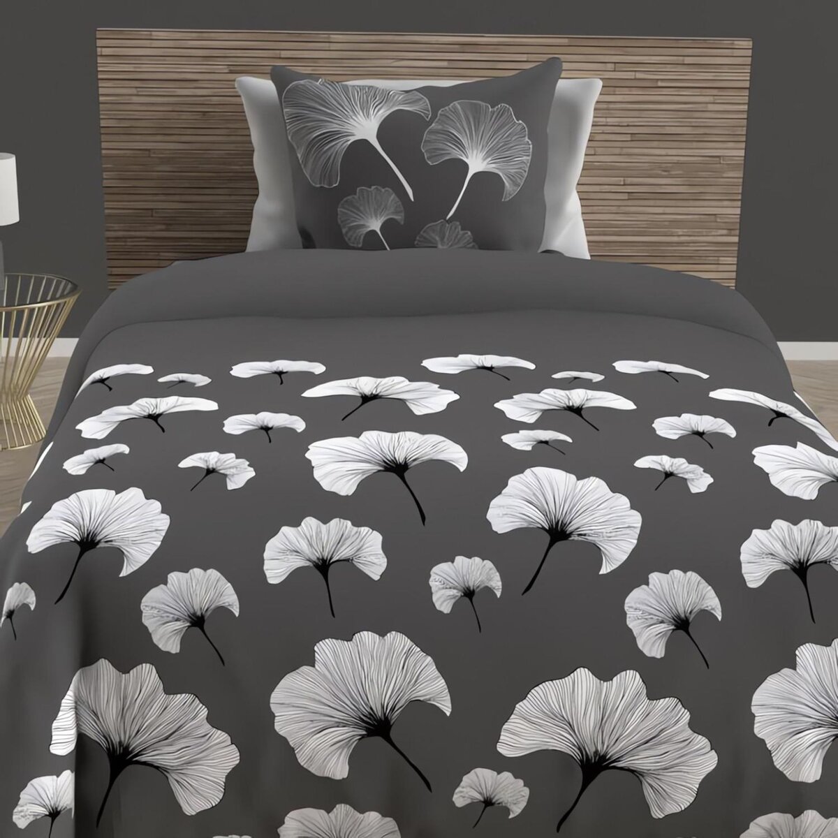 SOLEIL D'OCRE Parure housse de couette en coton 57 fils/cm2 140x200 cm GINKGO, par Soleil d'Ocre