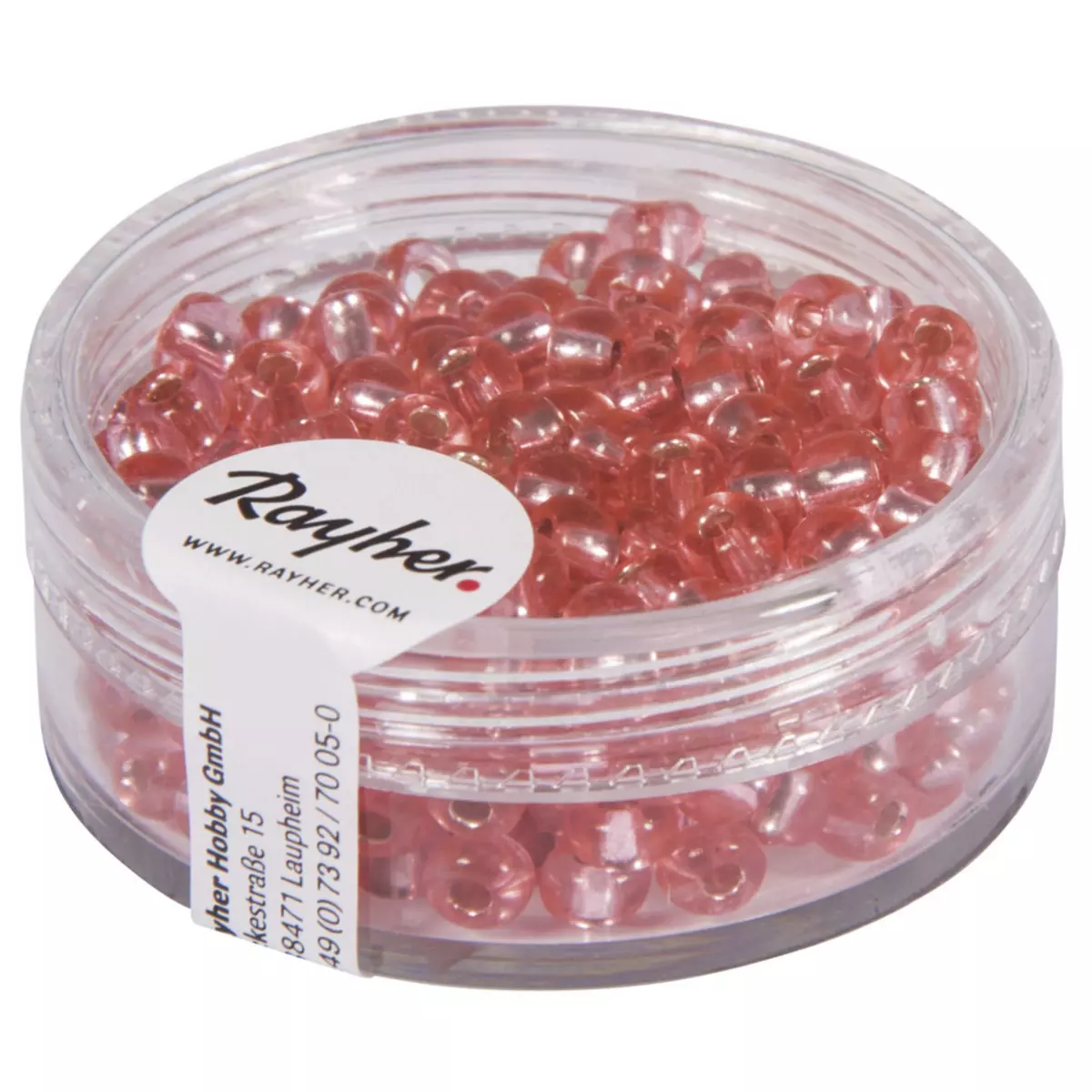 Rayher Rocailles avec garniture d'argent, 4 mm, rose, pas lavable, boîte 17 g