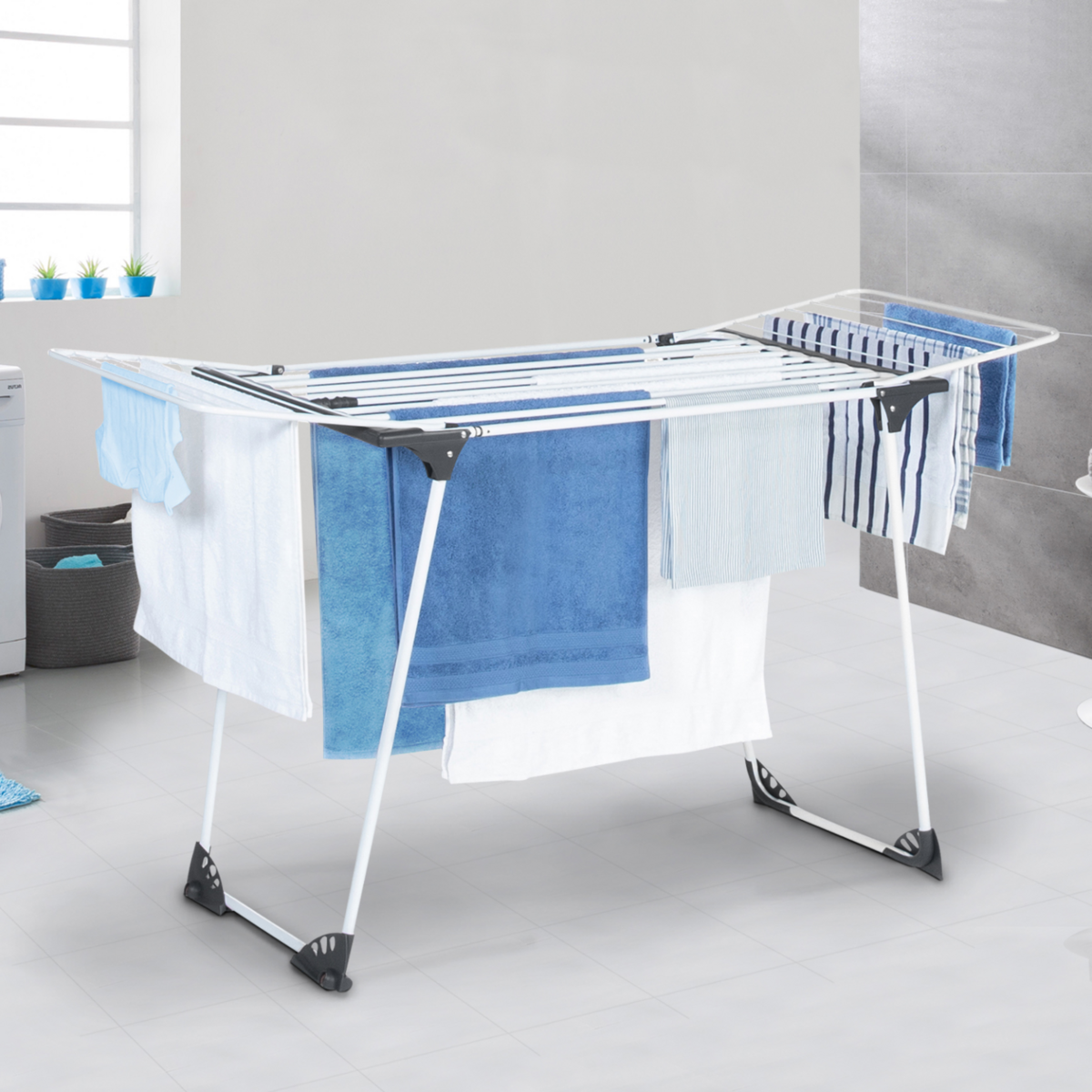 ID MARKET Séchoir à linge horizontal pliable ULTRA capacité 22M blanc