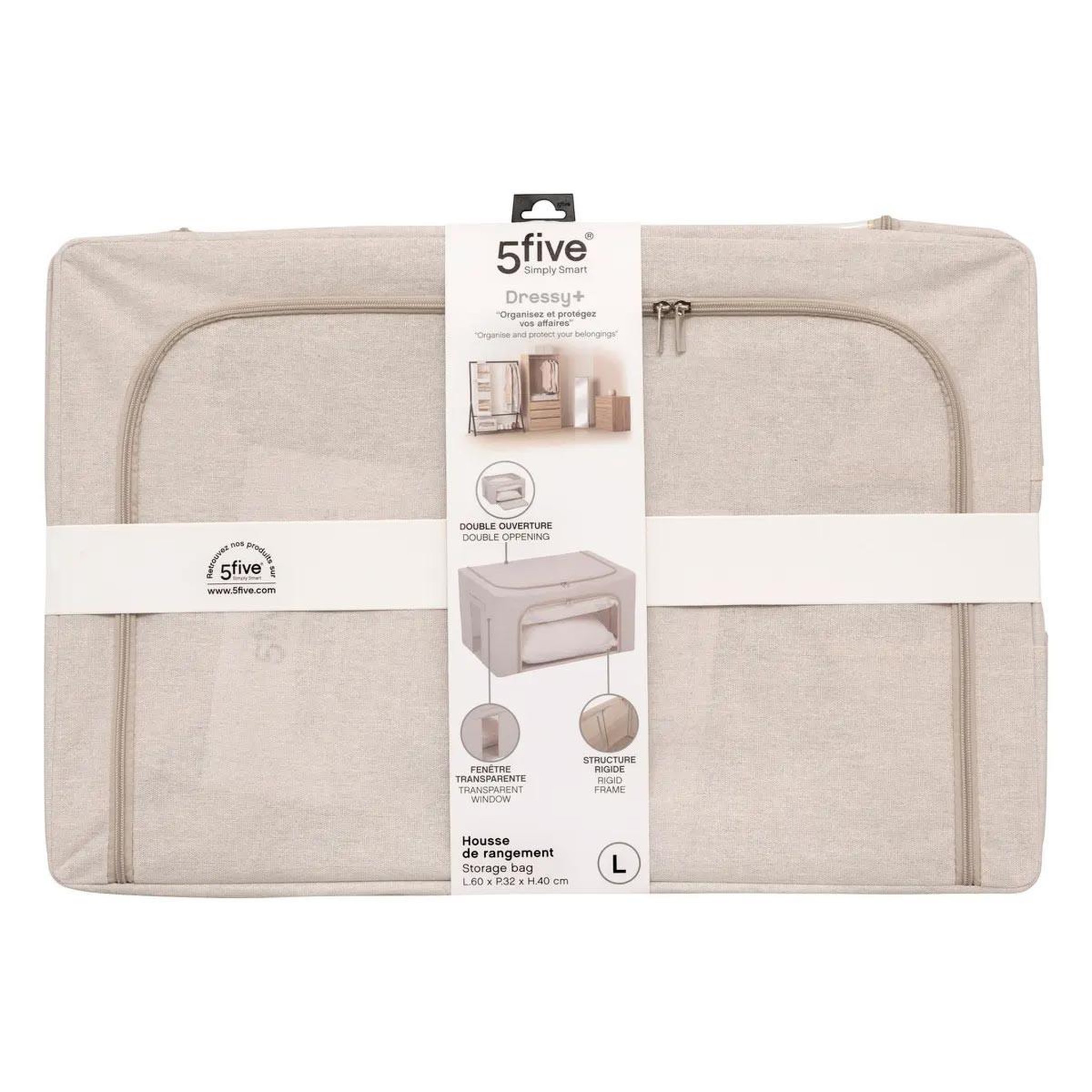 Voir la diapositive 6 : FIVE Housse de rangement double ouverture  dressy  60cm beige
