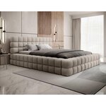 BEST MOBILIER Kingston - lit coffre - 180x200 - sommier inclus - en tissu bouclette. Coloris disponibles : Beige