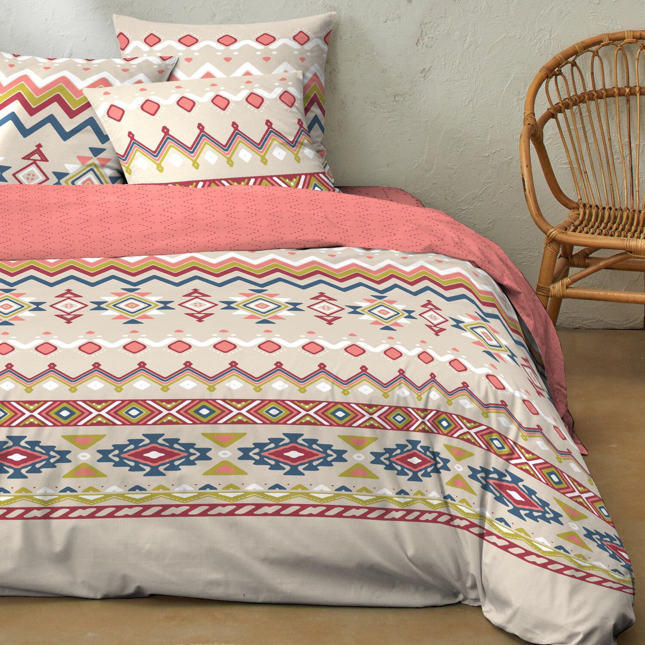 Voir la diapositive 3 : Home collection Parure housse de couetteavectaie oreiller coton 51 fils amarok
