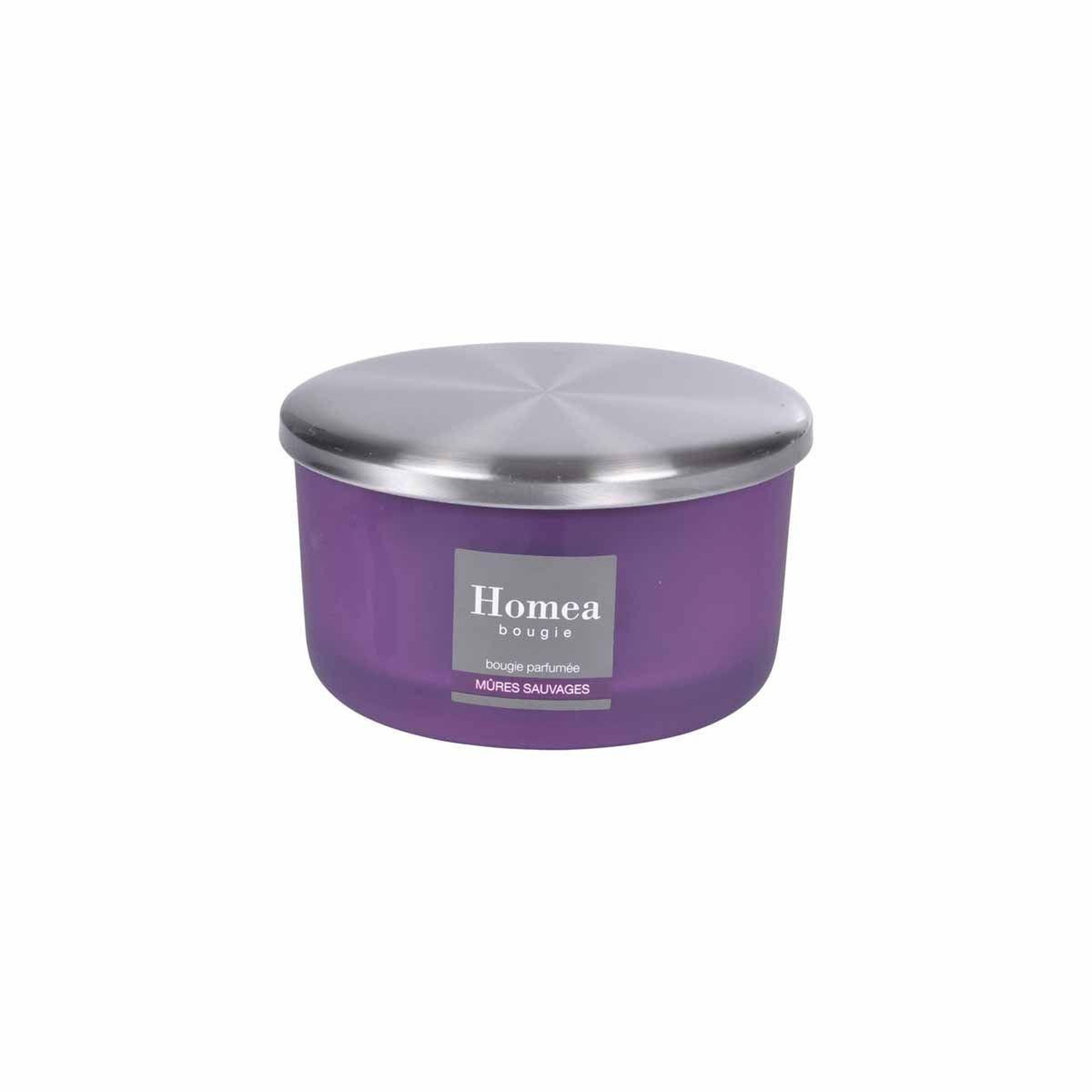 Voir la diapositive 2 : HOMEA Bougie parfumée verrine  tropical fresh  13cm mûres sauvages
