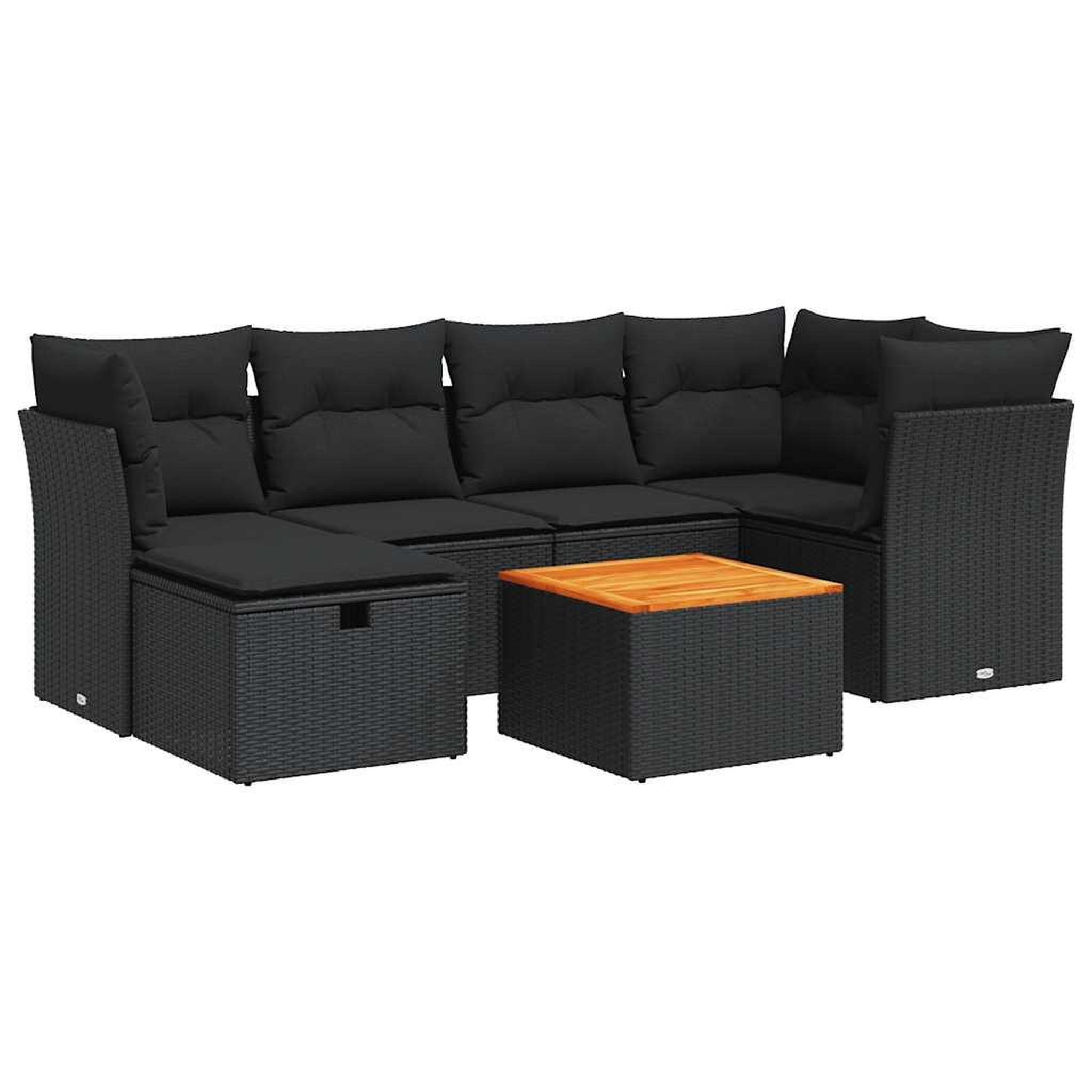 Voir la diapositive 2 : VIDAXL Salon de jardin 7 pcs avec coussins noir resine tressee