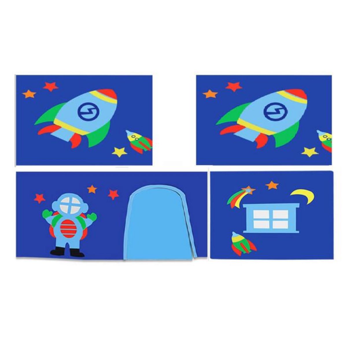 Paris Prix Pack - Lit Enfant, Tente, 3 Pochettes & Tunnel  Pino Astronaute II  Blanc