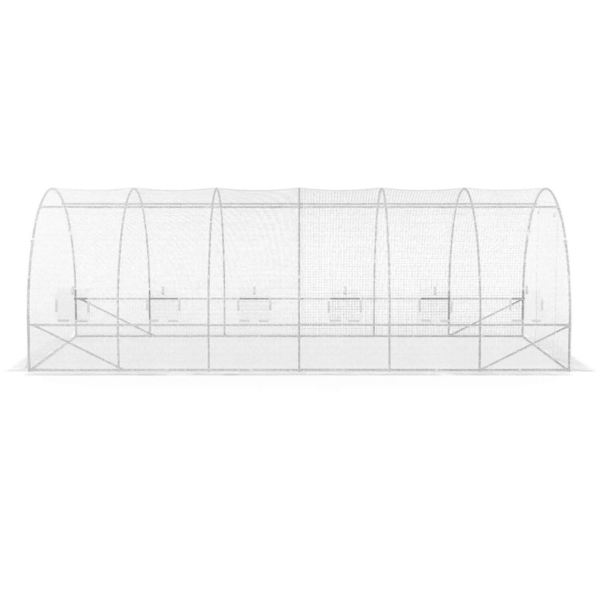 Voir la diapositive 5 : ID MARKET Serre de jardin tunnel 18m² 6 x 3 x 2 m acier galvanisé + bâche anti-uv avec porte et fenêtres crimée blanche