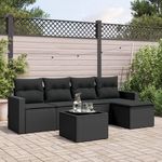 VIDAXL Salon de jardin 6 pcs avec coussins noir resine tressee