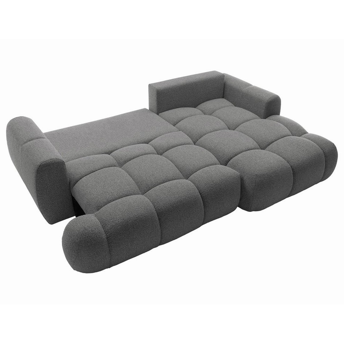 BEST MOBILIER Yulin - canapé d'angle droit 4 places convertible avec coffre en tissu bouclette