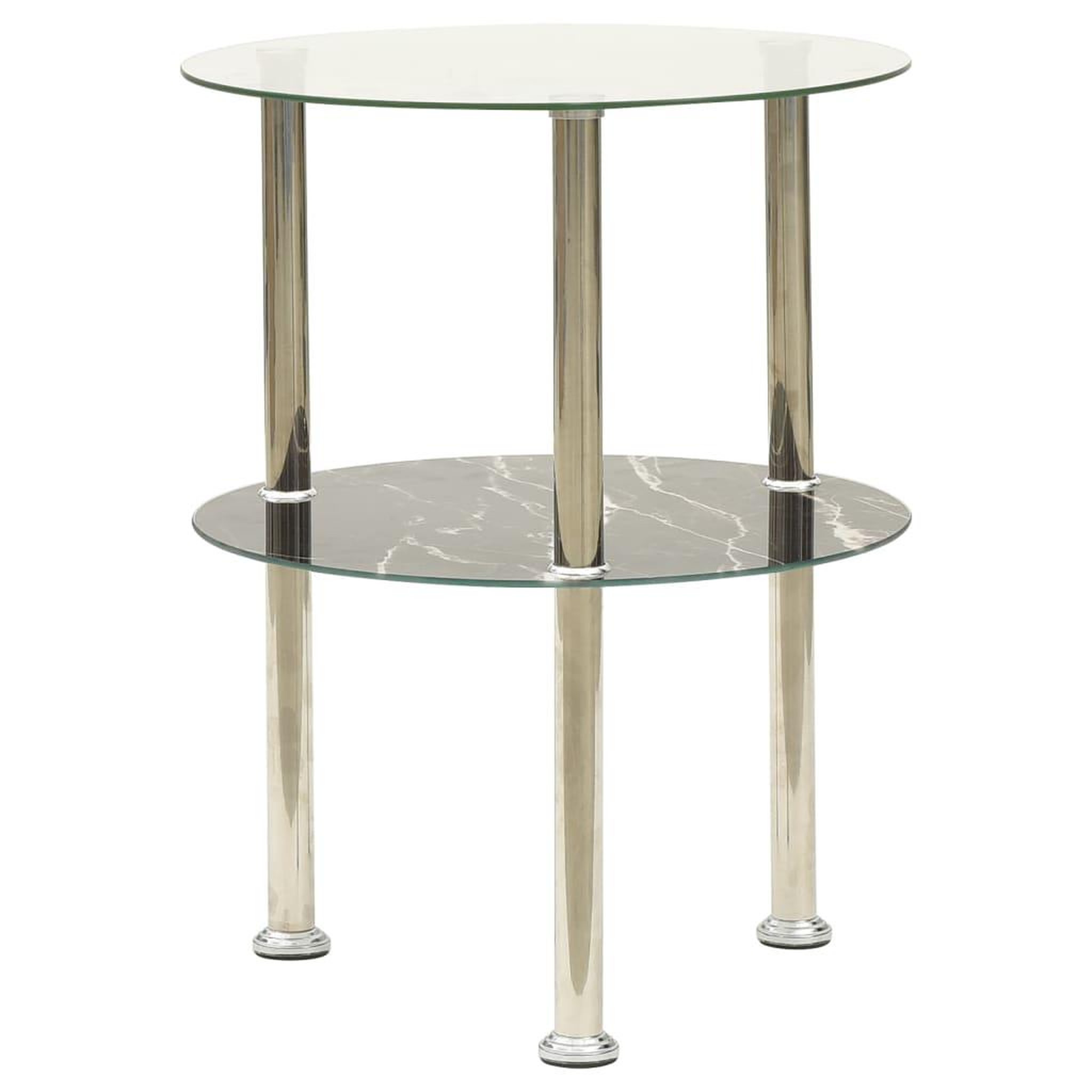 Voir la diapositive 2 : VIDAXL Table d'appoint 2 niveaux Transparent et noir 38cm Verre trempe