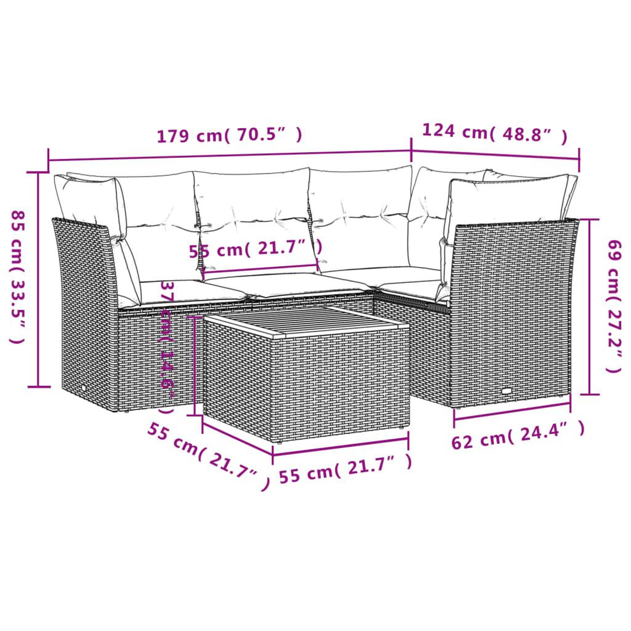 Voir la diapositive 6 : VIDAXL Salon de jardin avec coussins 5 pcs beige resine tressee