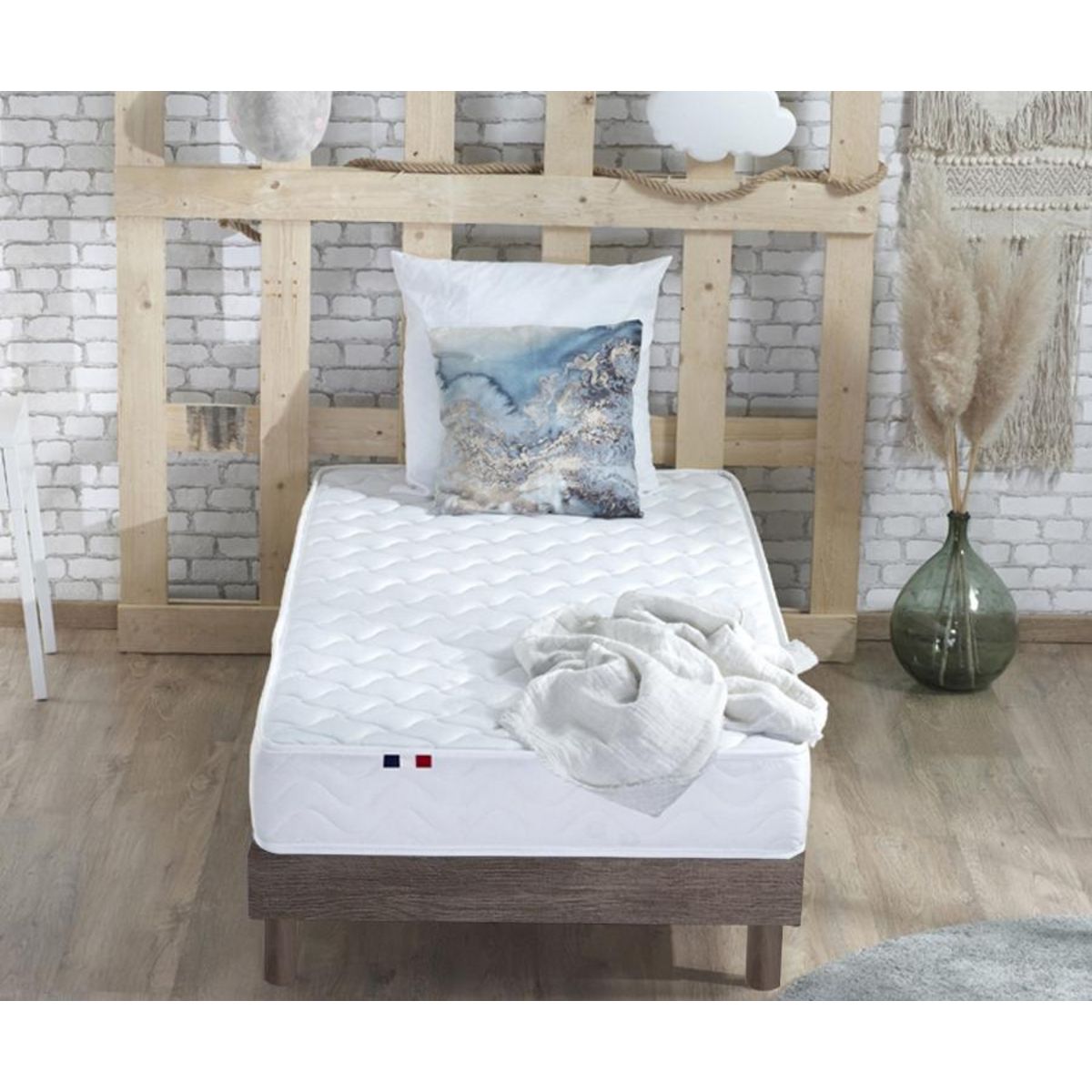 IDLITERIE Ensemble Matelas accueil Latex INITIAL Sommier en Kit