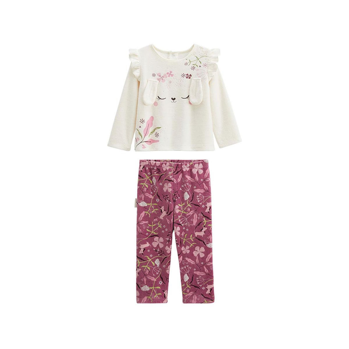 Petit Béguin Pyjama enfant 2 pièces en velours Mila