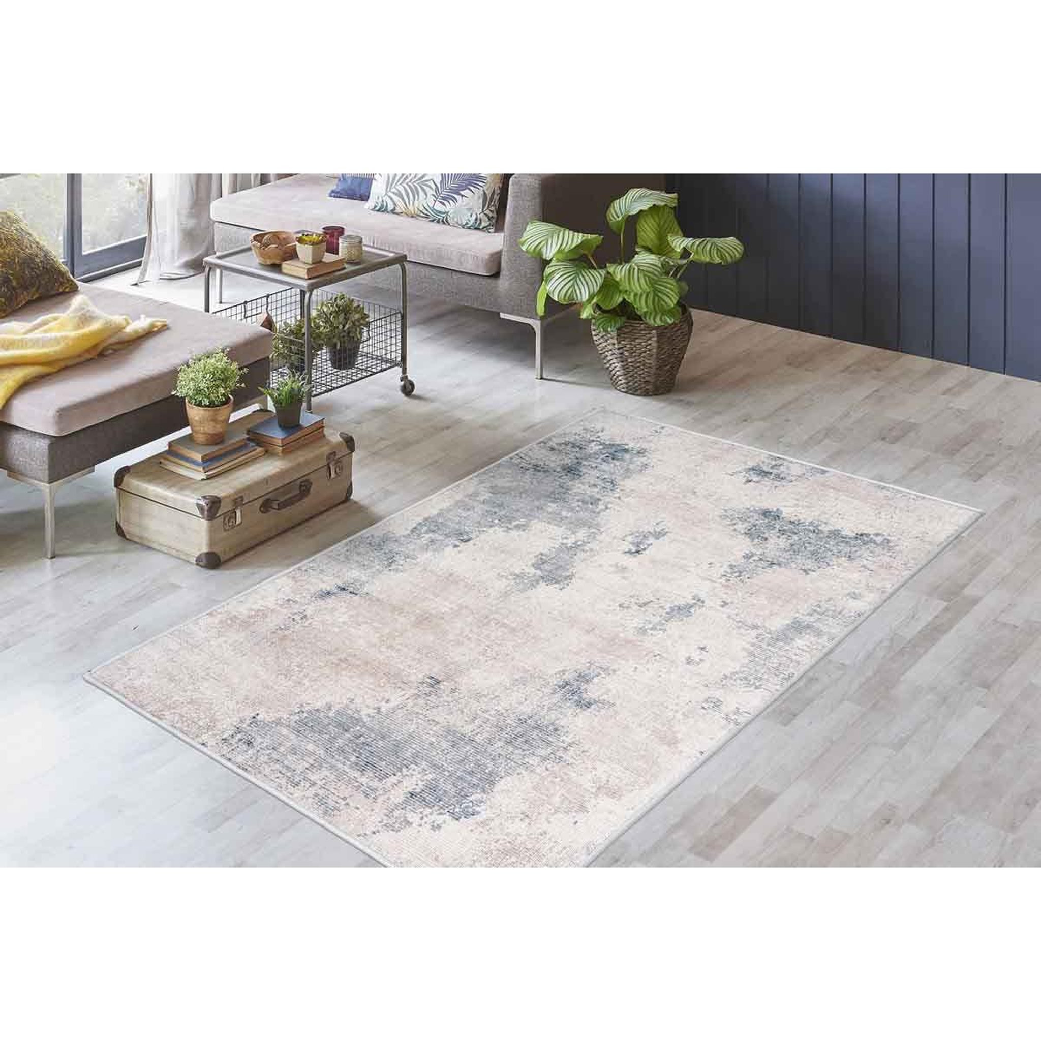 Voir la diapositive 5 : Paris Prix Tapis Déco Rectangulaire Tissé  Maika VI  Gris & Beige