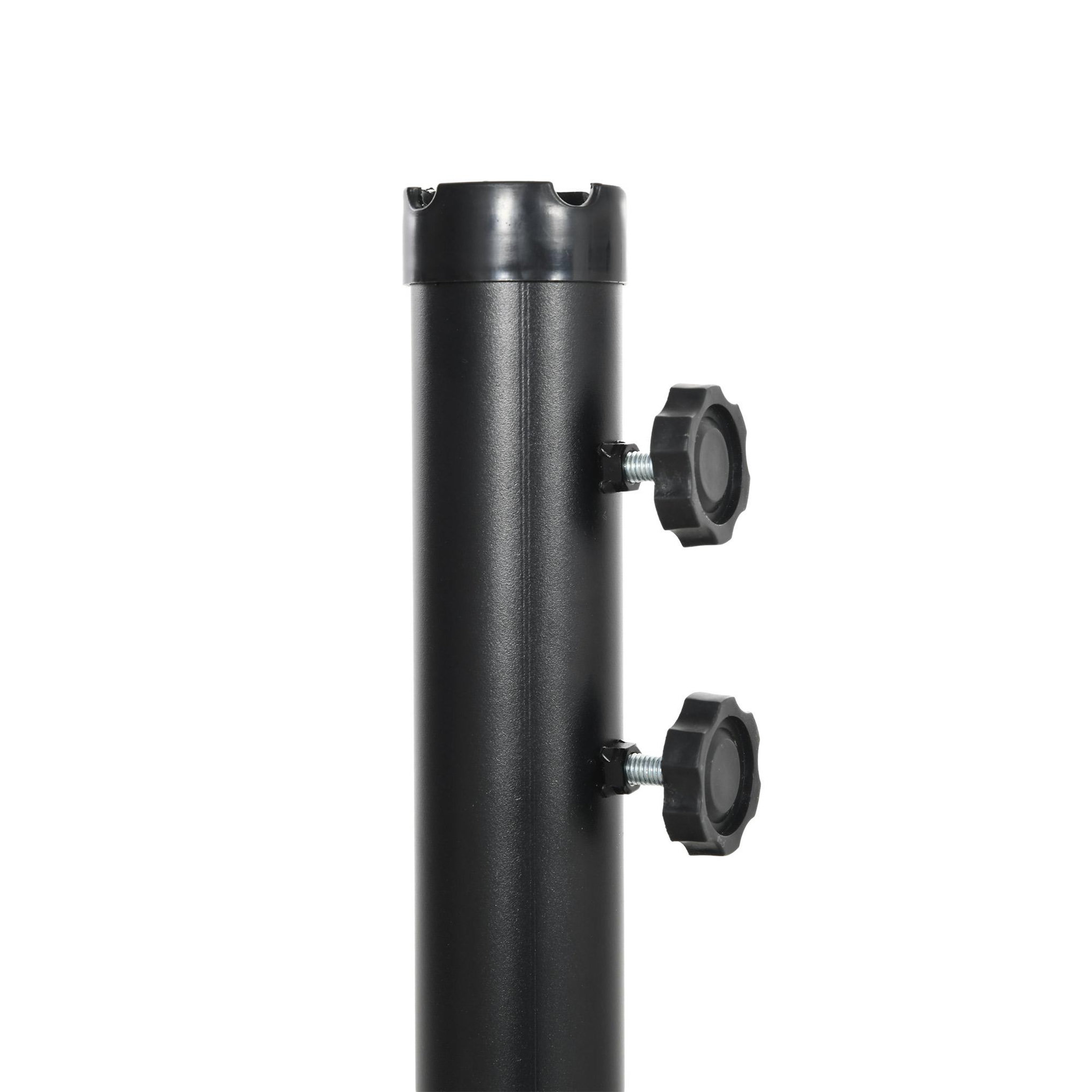 Voir la diapositive 4 : OUTSUNNY Parasol déporté grande taille dim. Ø2,95 x 2,6H m manivelle pied en croix 8 baleines gris