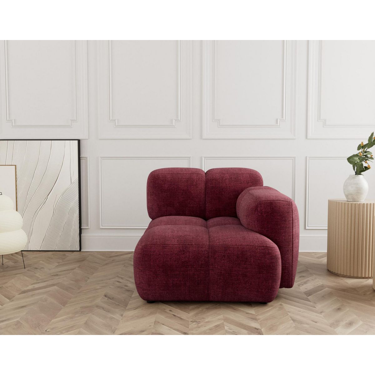 LISA DESIGN Grace - module d'assise droit en velours texturé