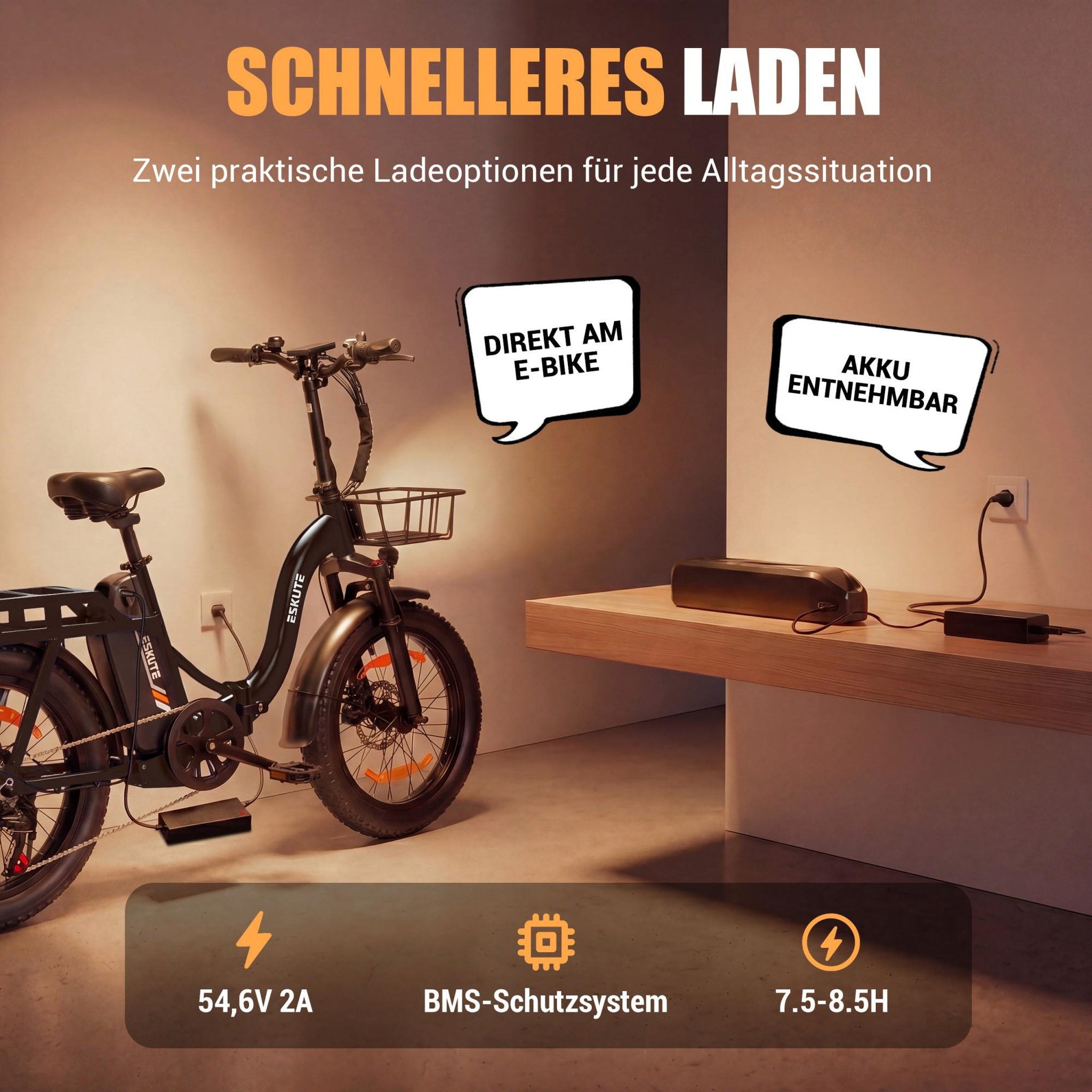Voir la diapositive 5 : ESKUTE Vélo électrique pliable ESKUTE D202, 48V 20,8Ah