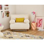 BEST MOBILIER Cristal - fauteuil - convertible avec coffre - en fausse fourrure côtelée. Coloris disponibles : Beige, Gris, Vert, Orange, Bleu, Marron