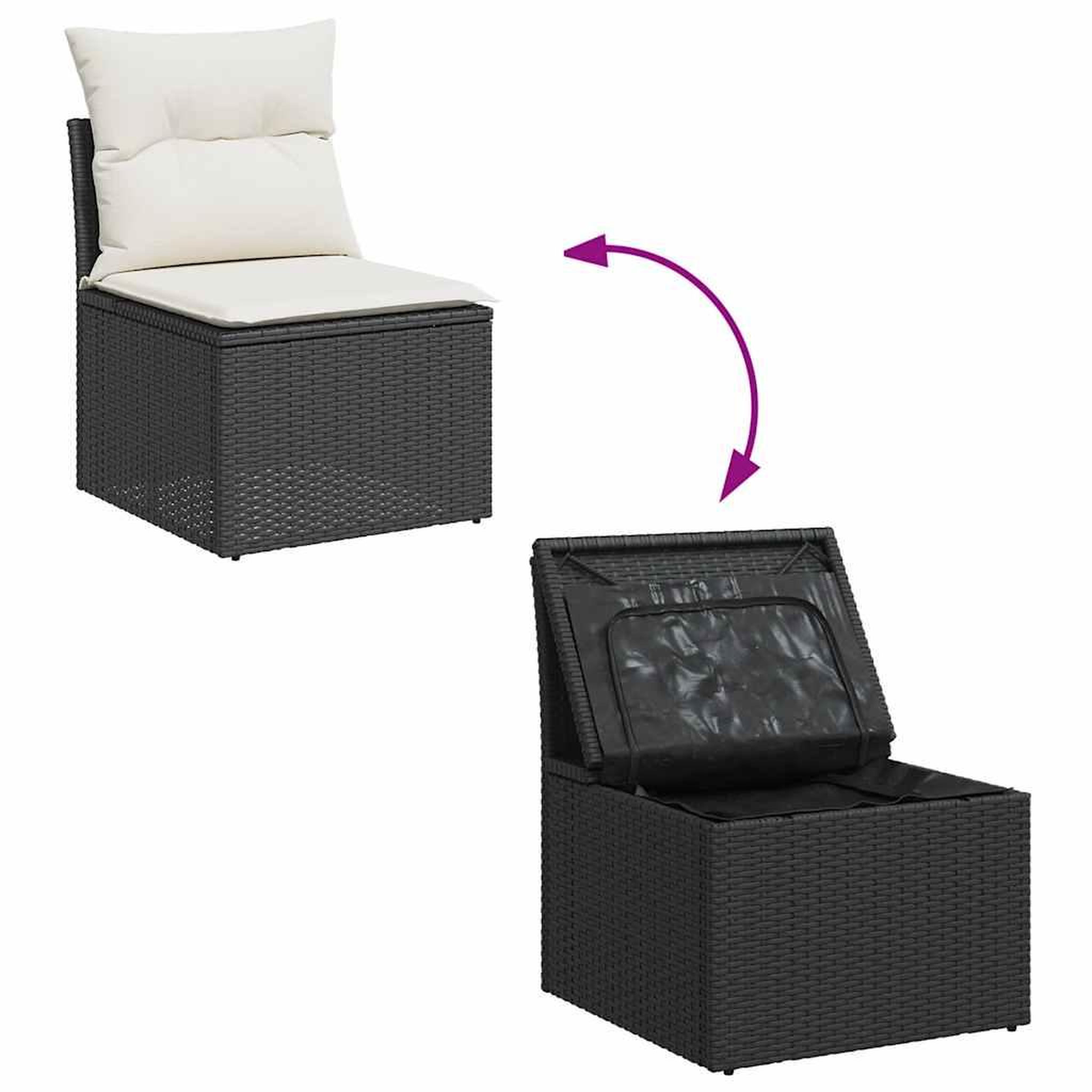 Voir la diapositive 3 : VIDAXL Salon de jardin 8 pcs avec coussins noir resine tressee