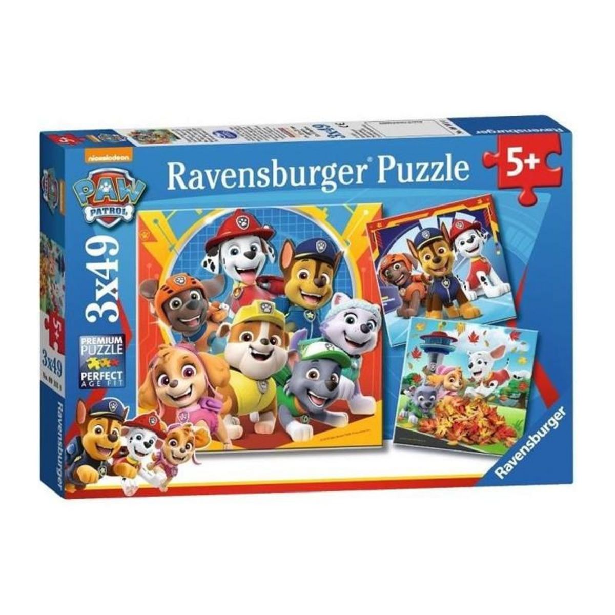 RAVENSBURGER PAT'PATROUILLE Puzzles 3x49 pieces - Prets a secourir - Ravensburger - Lot de puzzles enfant - Des 5 ans