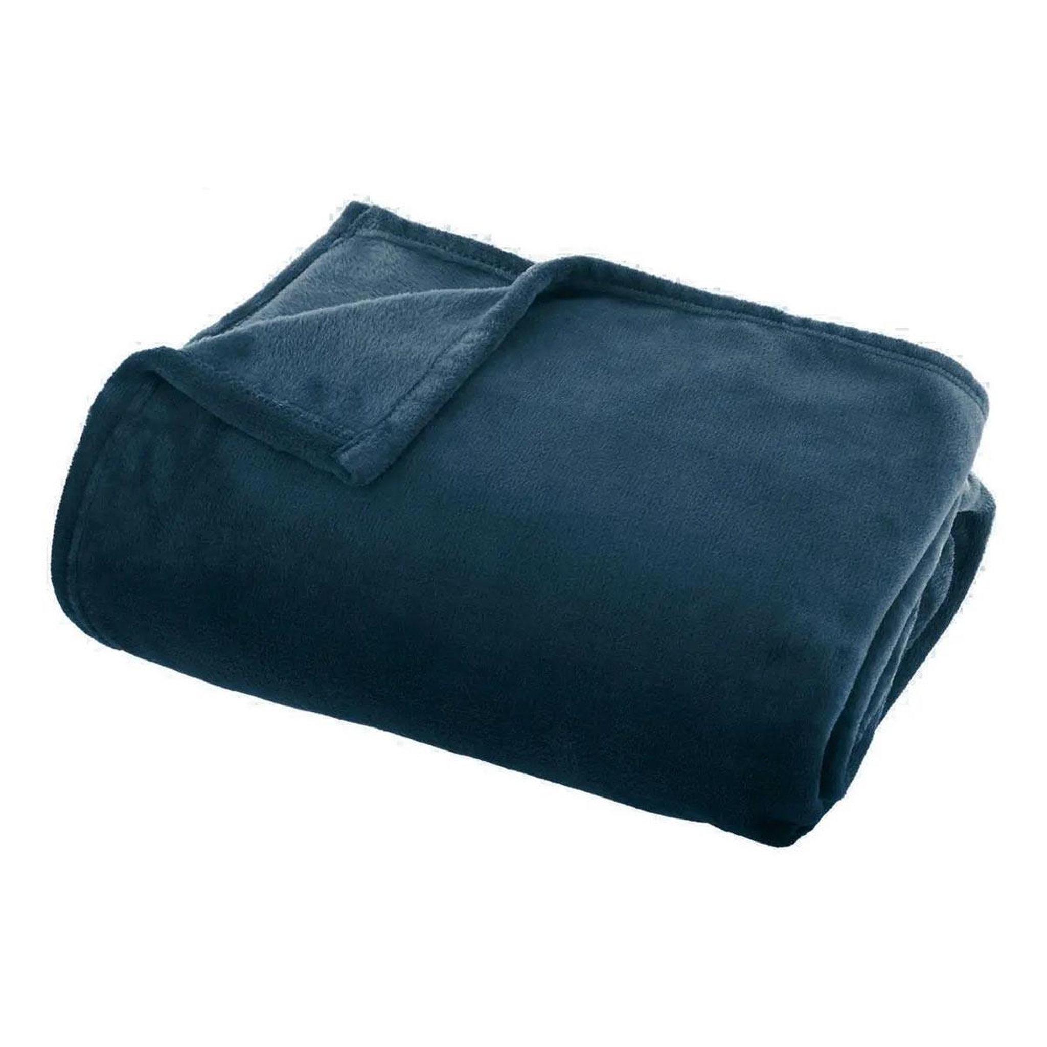 ATMOSPHERA Plaid doux uni  flanel  125x150cm bleu égéen