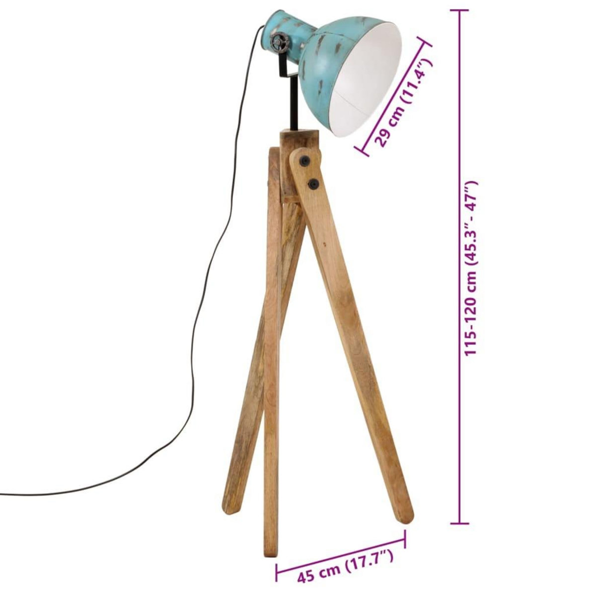 VIDAXL Lampadaire 25 W bleu delave 45x45x120 cm E27