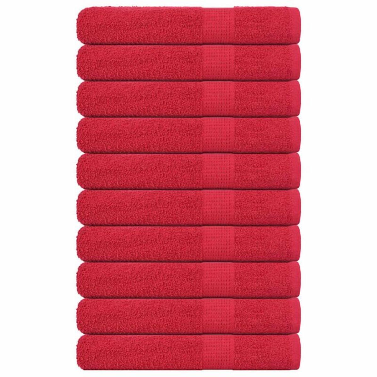 VIDAXL Serviettes 10 pcs rouge 100x200 cm 360 g m² 100% coton