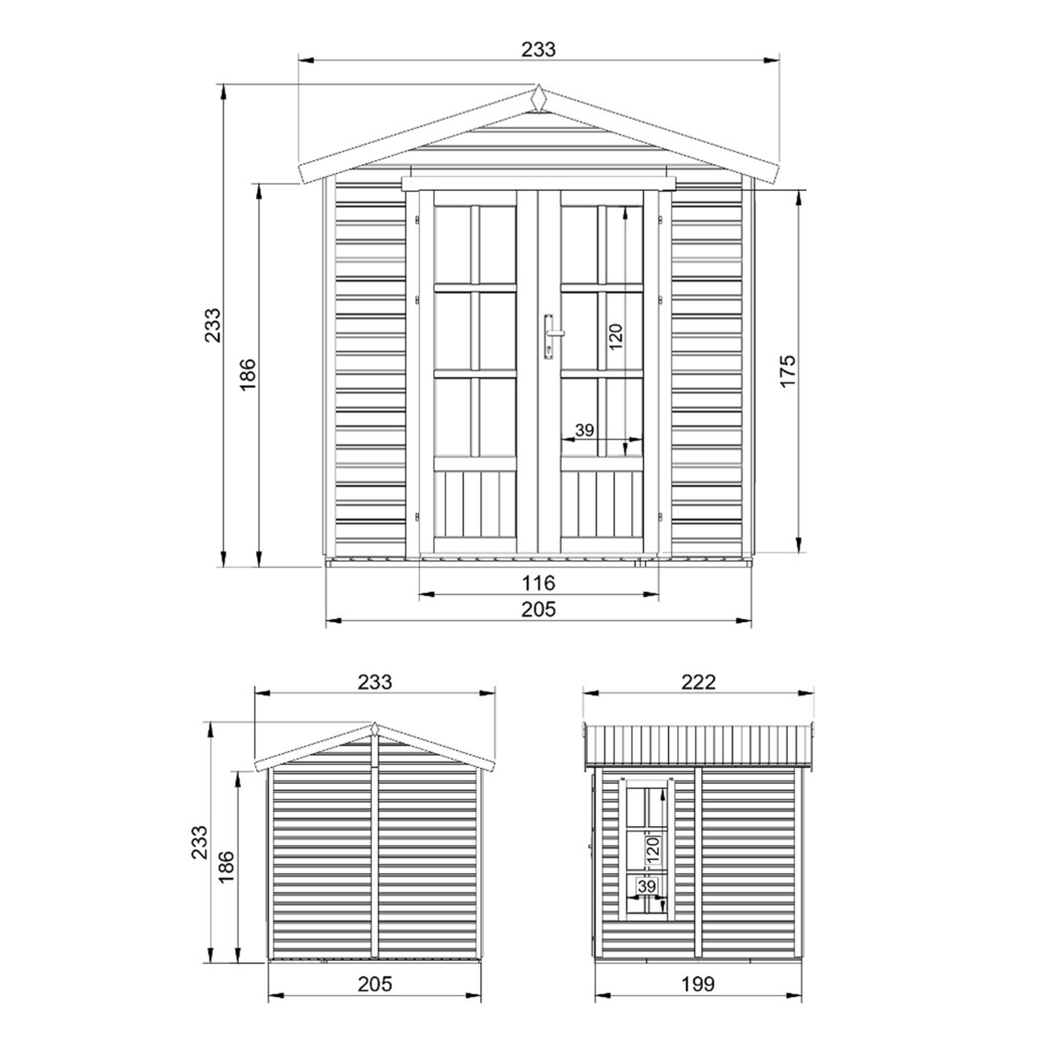 Voir la diapositive 5 : TIMBELA Cabane en bois avec plancher, Atelier, Studio, Abri en bois de jardin M351FB