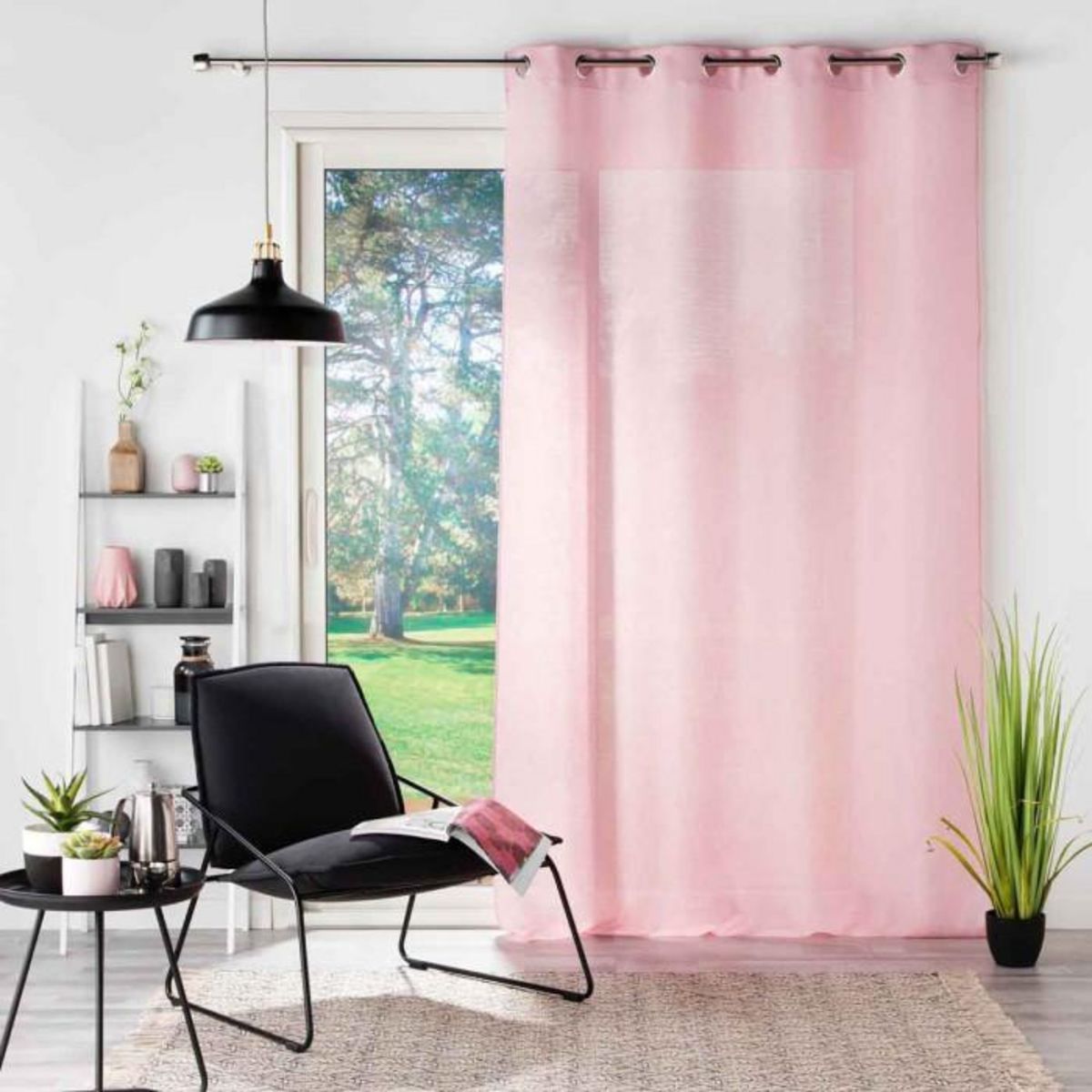 Paris Prix Rideau Voilage à Œillets  Soane  140x240cm Rose