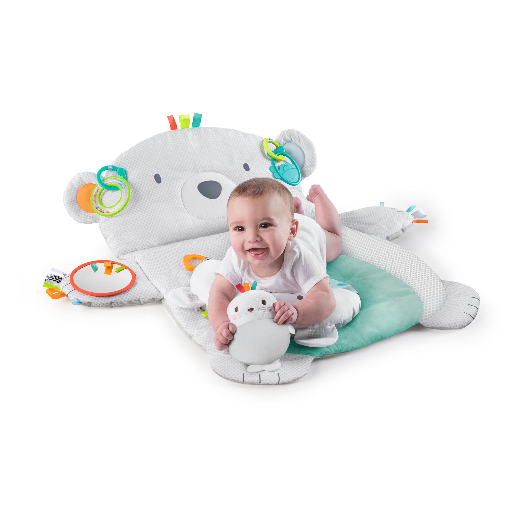 Voir la diapositive 3 : Bright Starts Tapis d'Eveil Ours Polaire Tummy Time Prop & Play