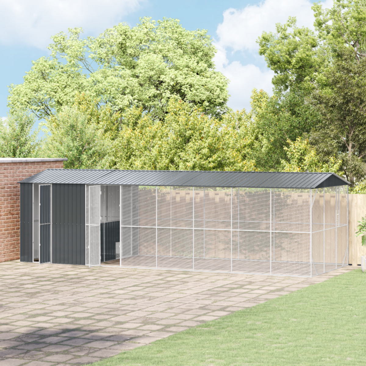 VIDAXL Volière pour oiseaux avec extension Anthracite 310x838x247 cm en acier