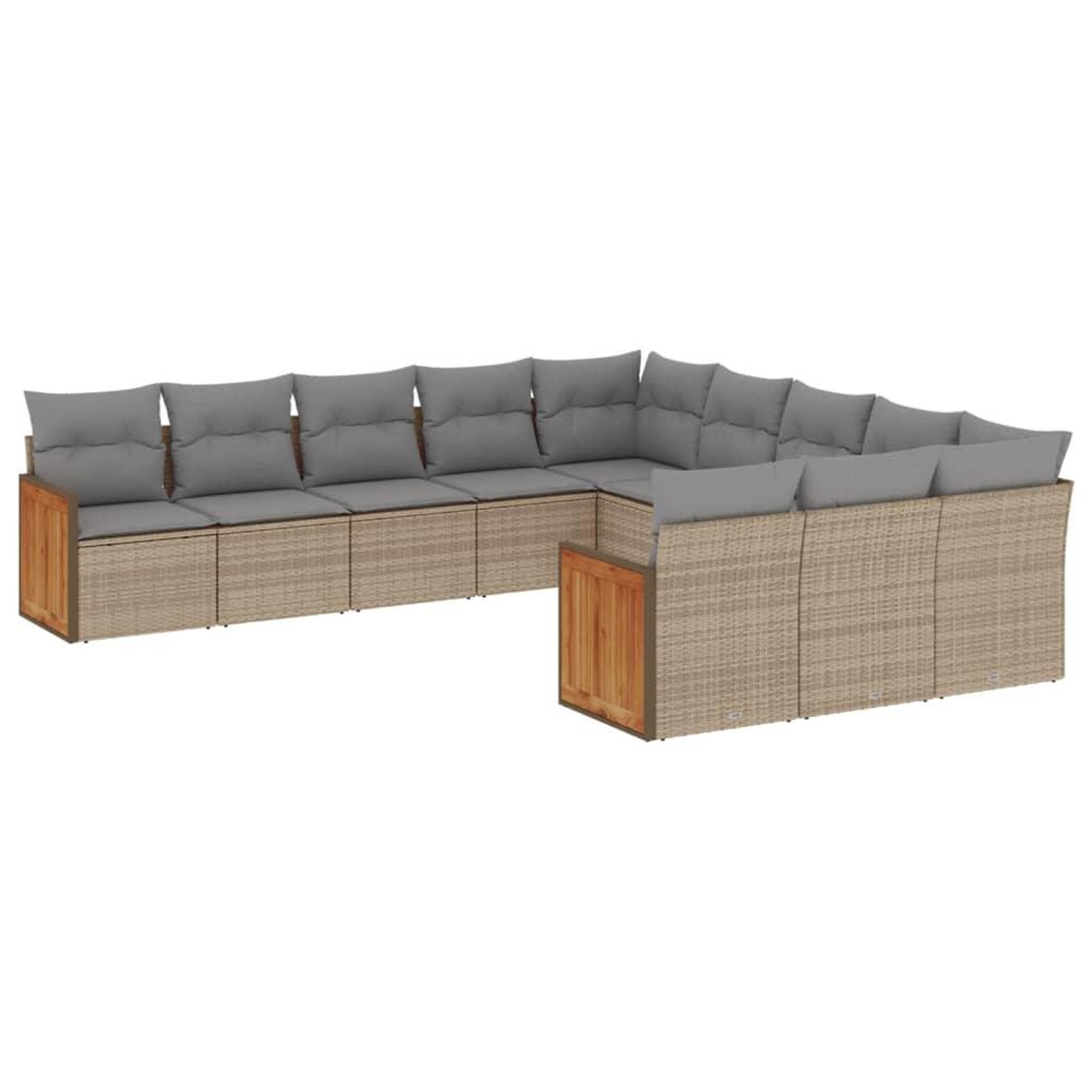 Voir la diapositive 2 : VIDAXL Salon de jardin 11 pcs avec coussins beige resine tressee